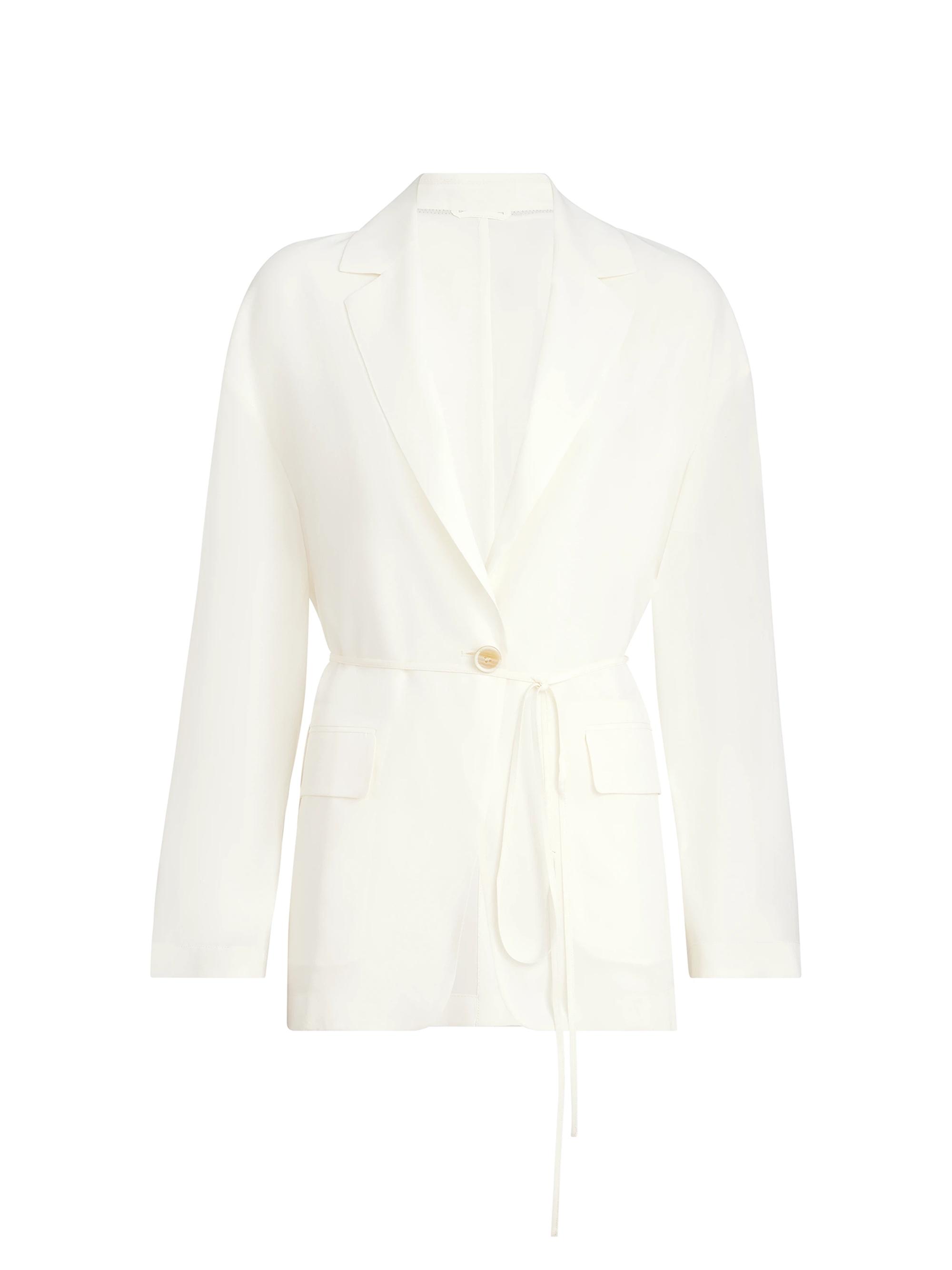 Brunello Cucinelli Women's Sablé Silk Crêpe Blazer with Monili - White