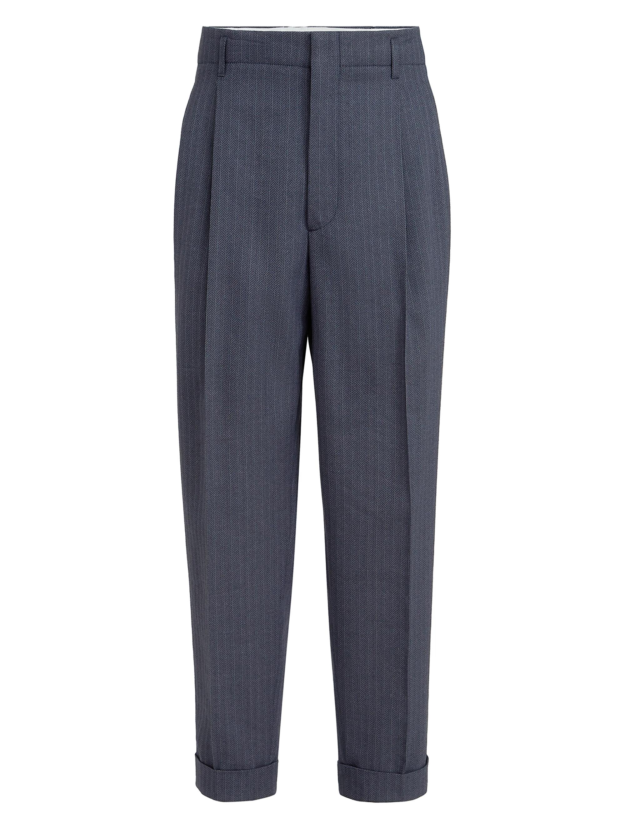 Brunello Cucinelli Virgin Wool and Paper Fiber Chevron Trousers