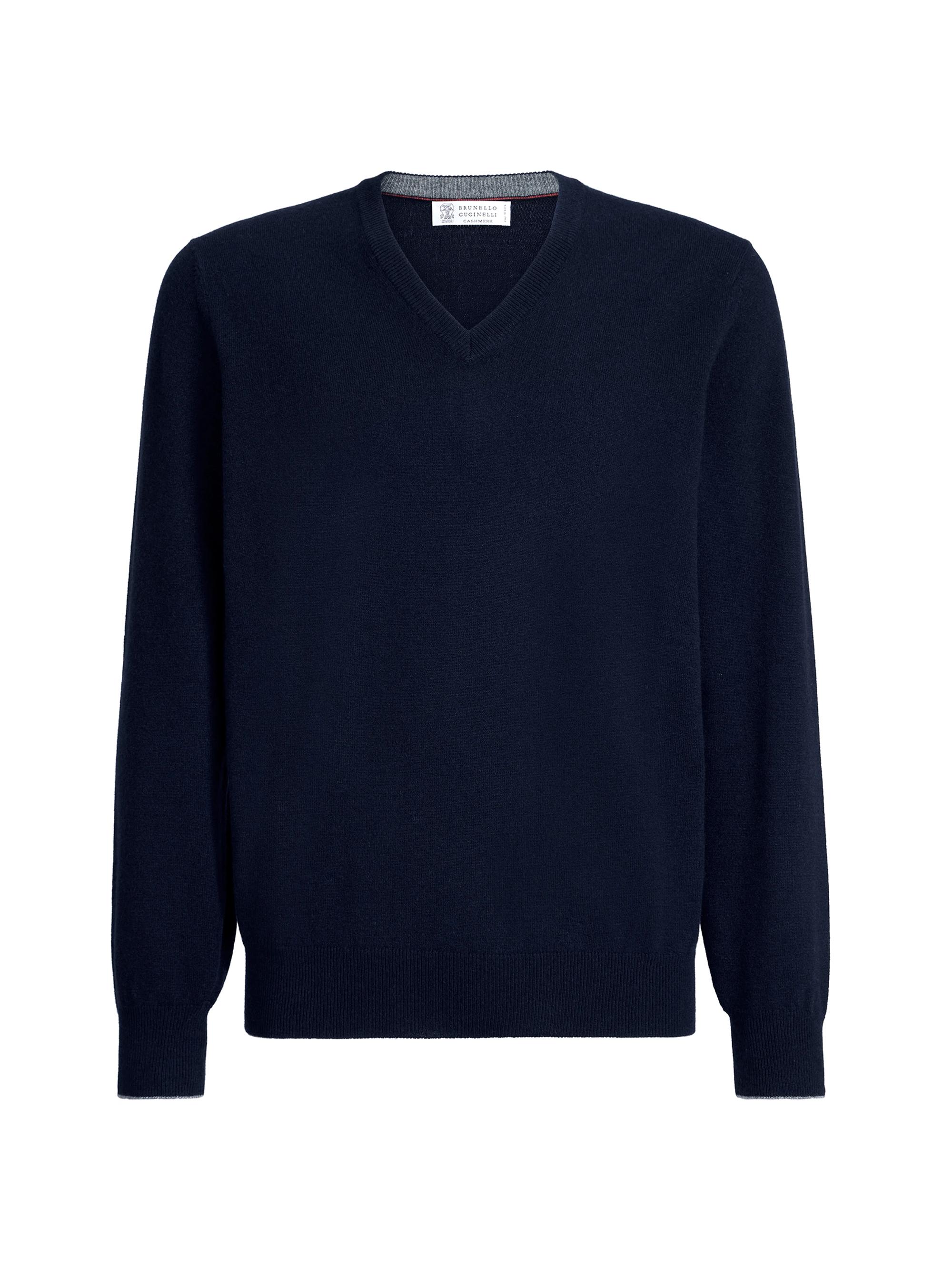 Brunello Cucinelli Men's Cashmere Sweater - Navy Blue