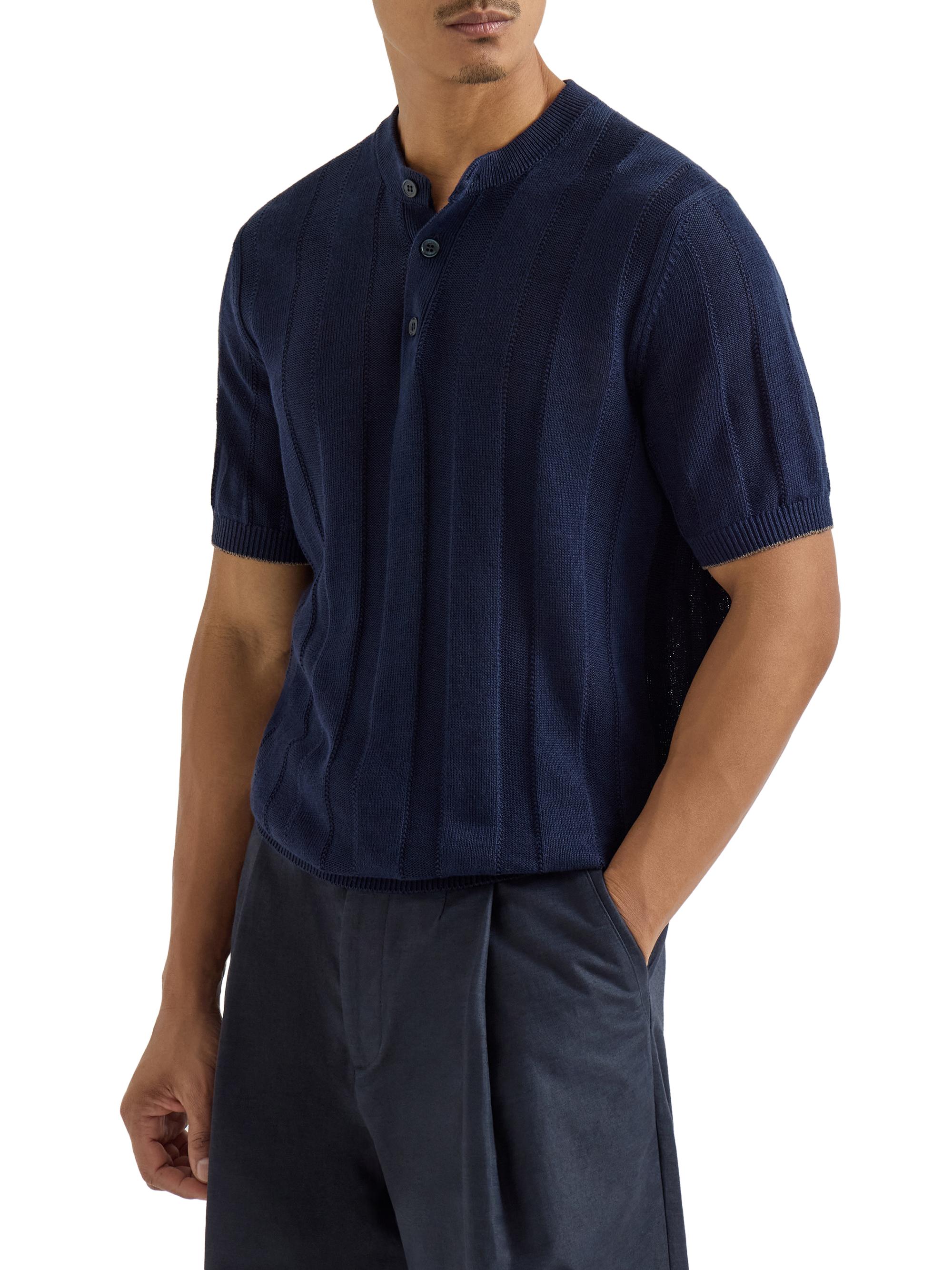 【新品定価13万】BRUNELLO CUCINELLI　半袖ニットシャツ Brunello Cucinelli Linen and Cotton Textured Rib Knit T-Shirt with