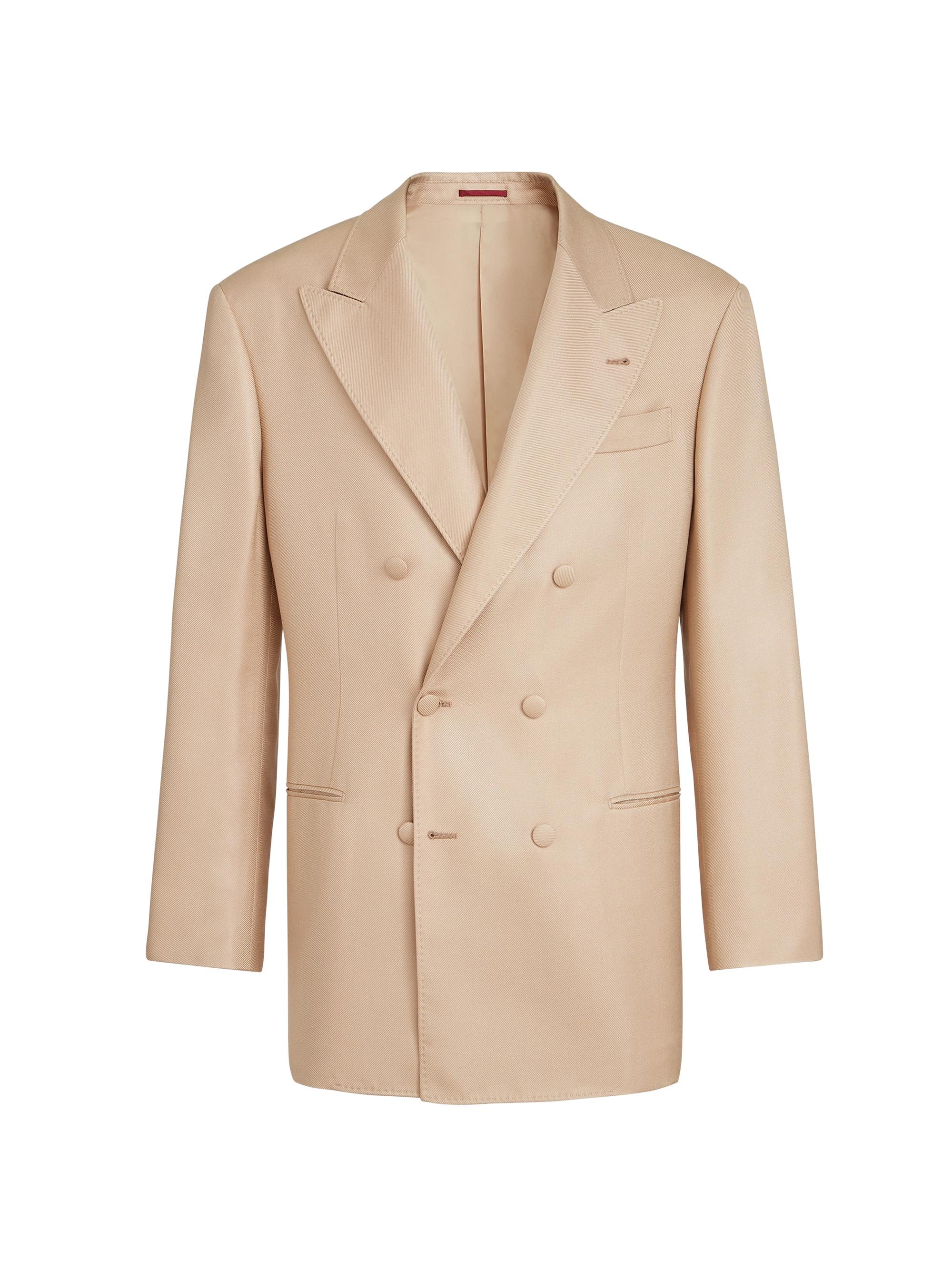 BRUNELLO CUCINELLI ジャケット リネン シルク ベージュ 46 Brunello Cucinelli Silk Diagonal One and a Half Breasted Tuxedo