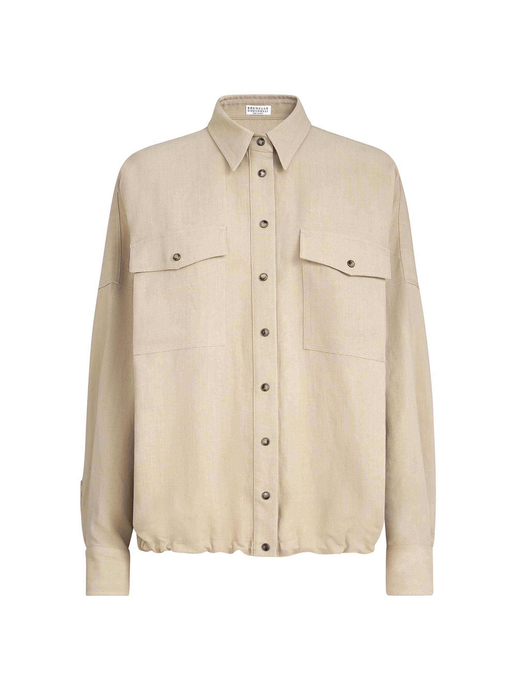 Brunello Cucinelli Women's Viscose and Linen Fluid Twill Shirt - Sand