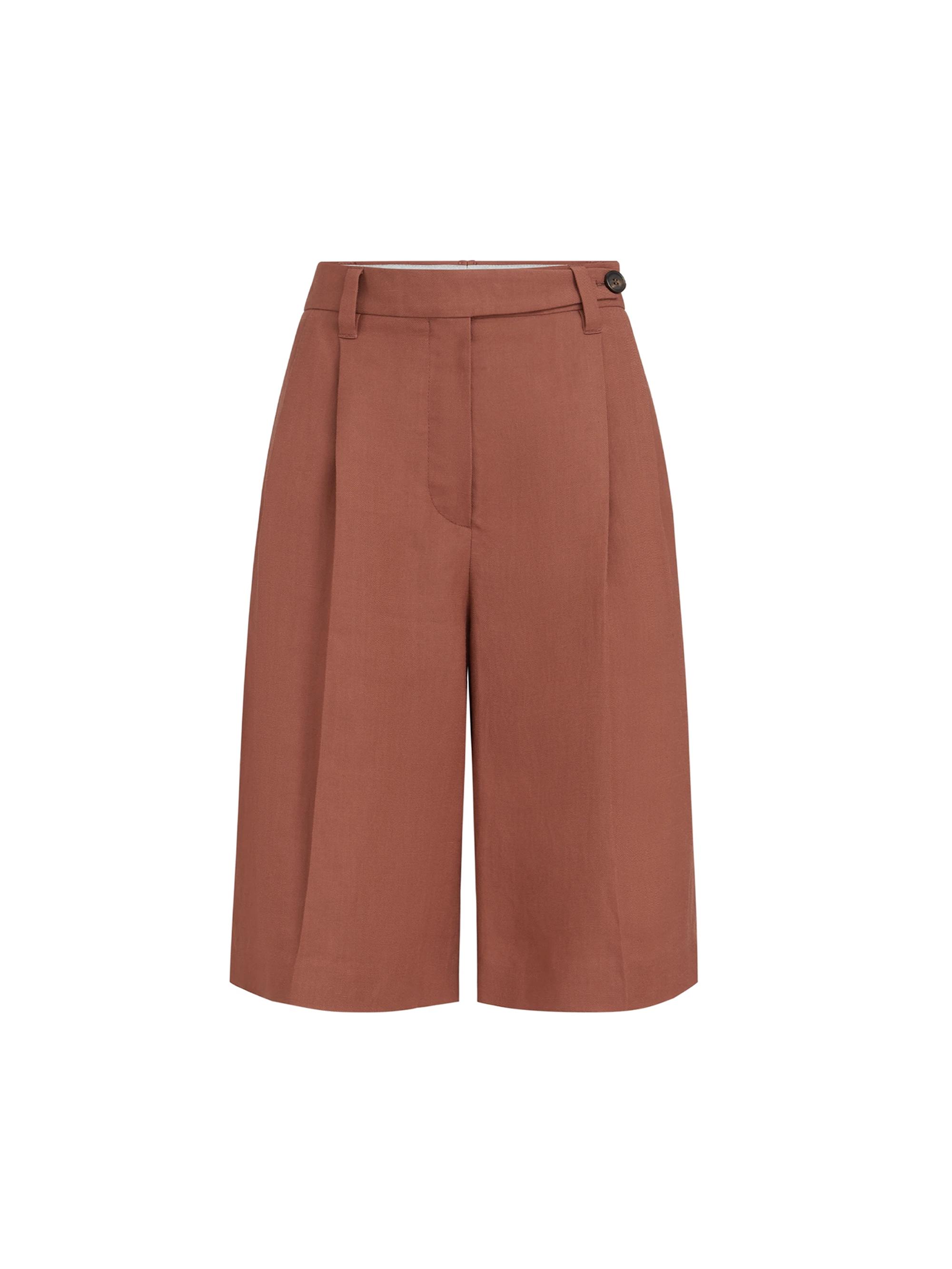 Brunello Cucinelli Women's Viscose and Linen Fluid Twill Sartorial Bermuda Shorts with Monili - Orange