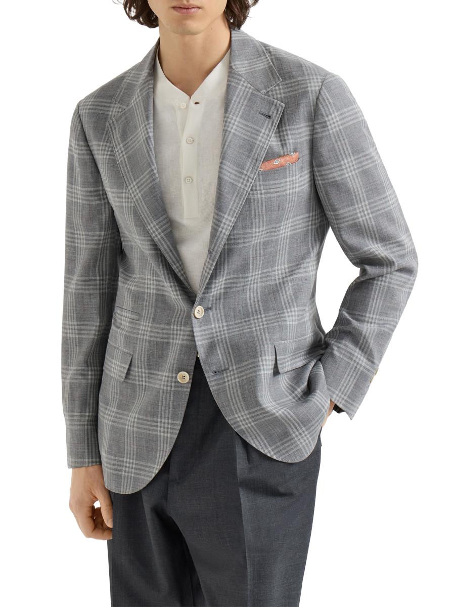 Brunello Cucinelli Wool, Silk and Linen Tartan Deconstructed