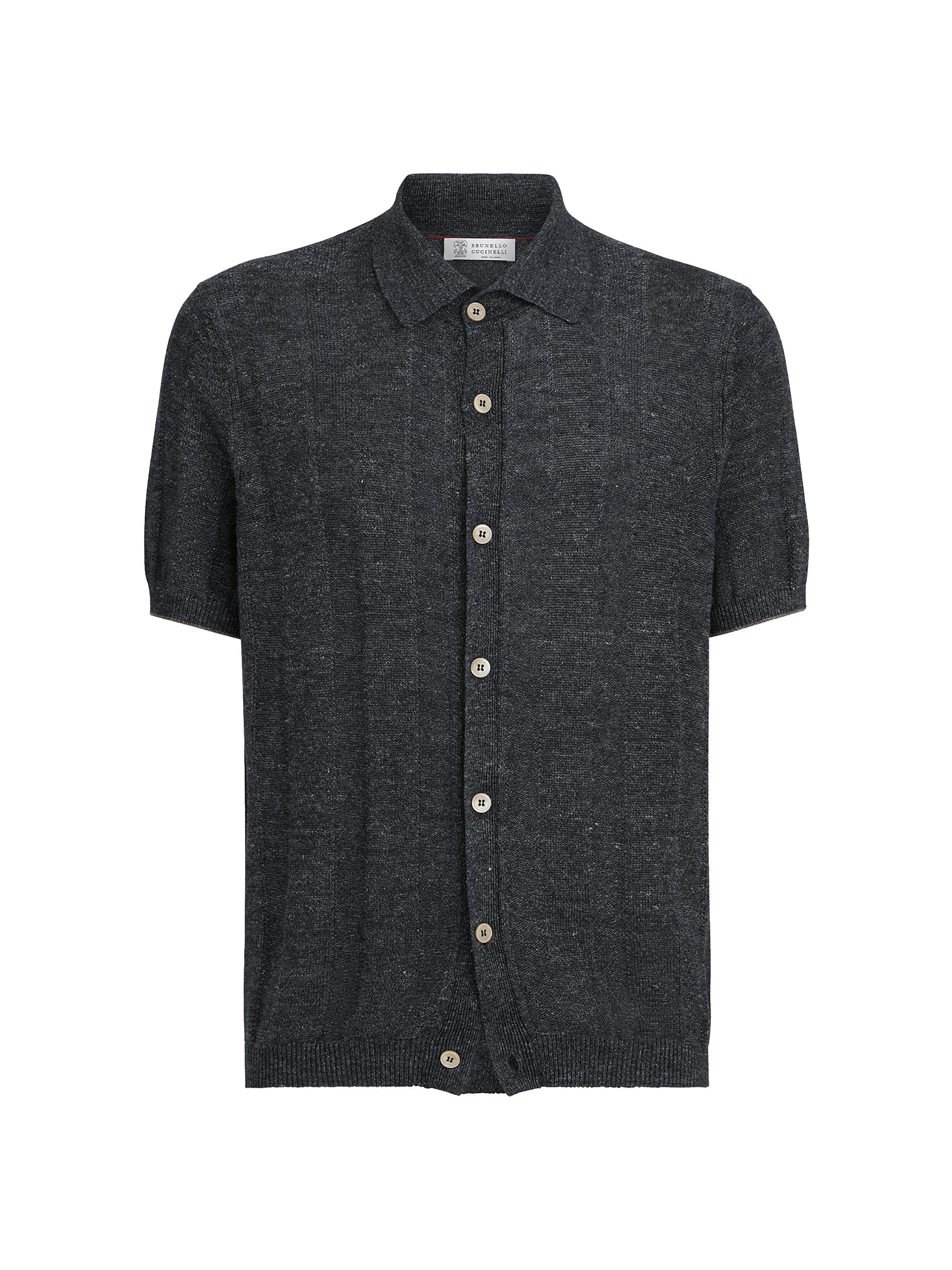 トップス BRUSHED COTTON WOOL RIB KNIT SHIRT Rib-Knit Polo Shirt - Dark Brown - & Other Stories US