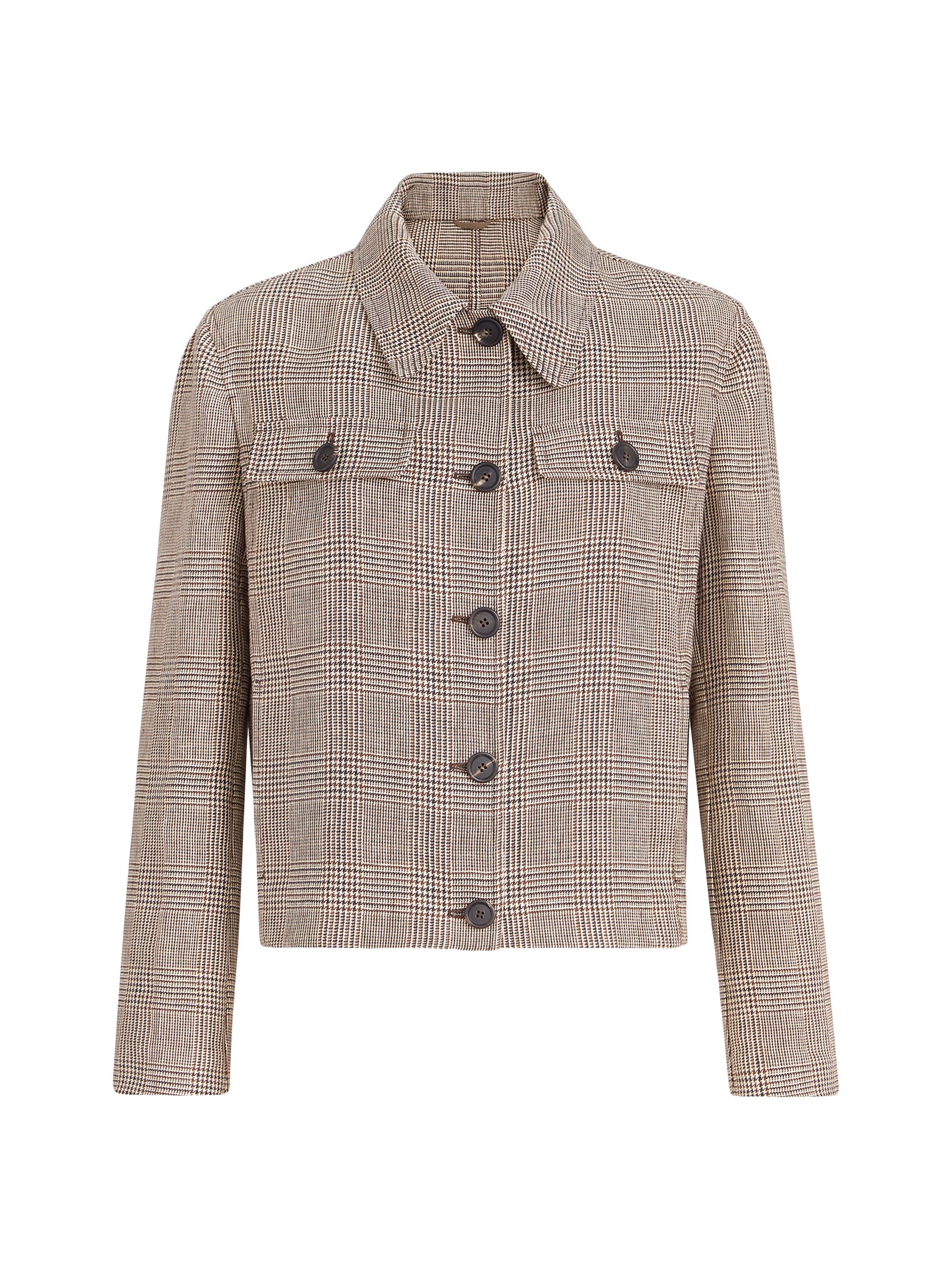 Brunello Cucinelli Women's Linen Prince of Wales Jacket with Monili - Light Brown