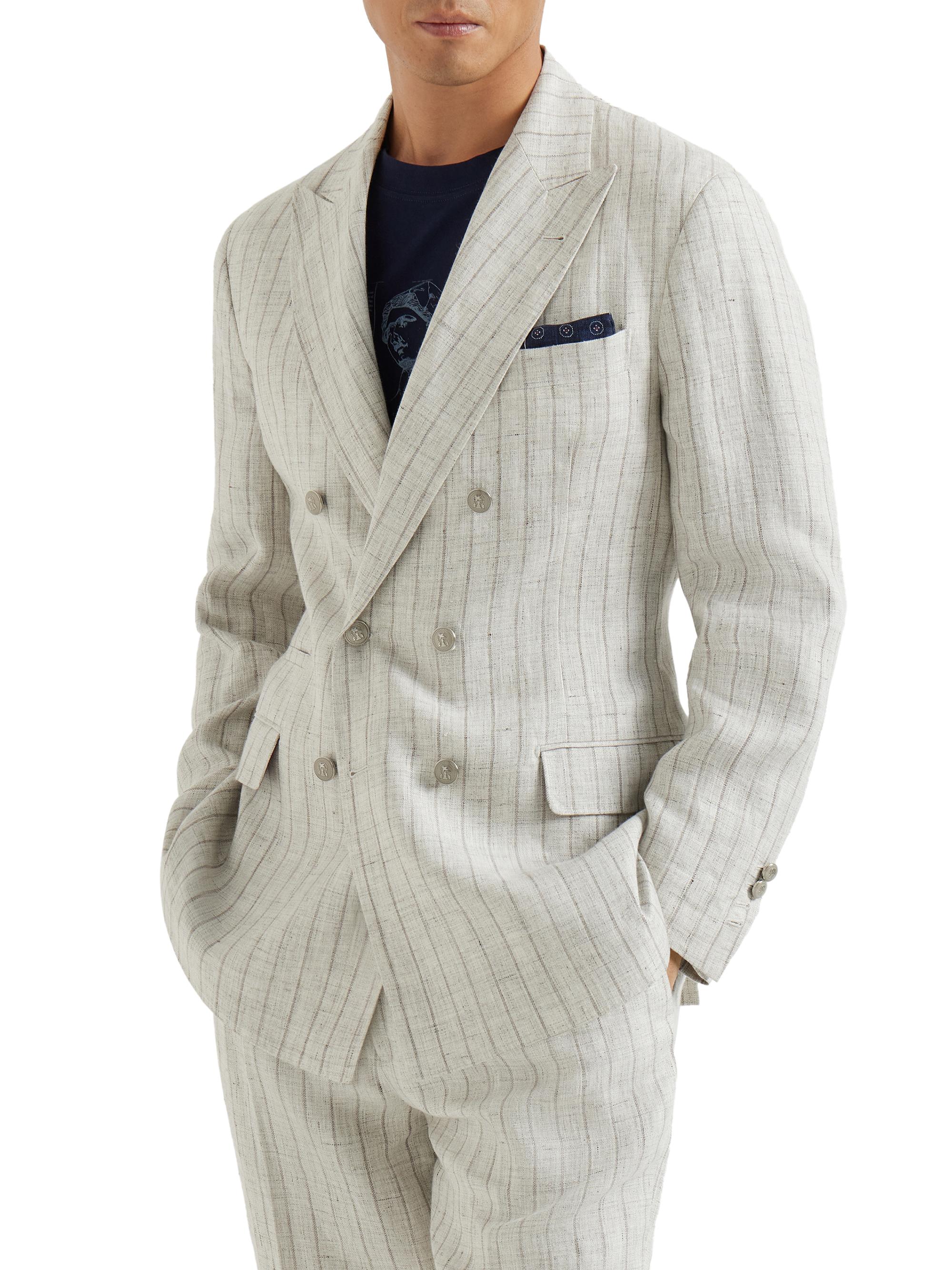 Brunello Cucinelli Chalk Stripe Linen Twill One and a Half