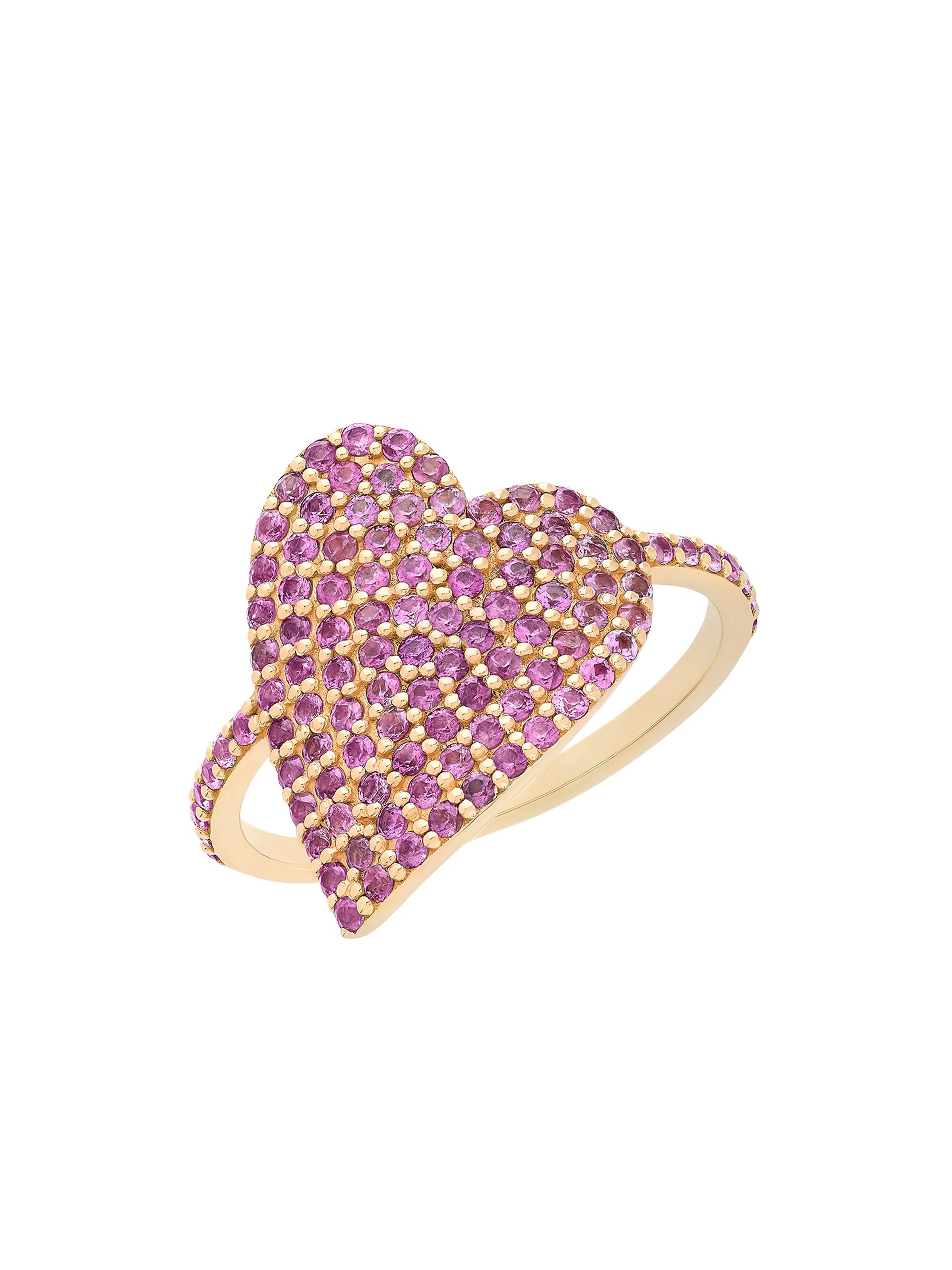 Lana Women's 14K Yellow Gold & Pink Sapphire Heart Ring - Yellow Gold