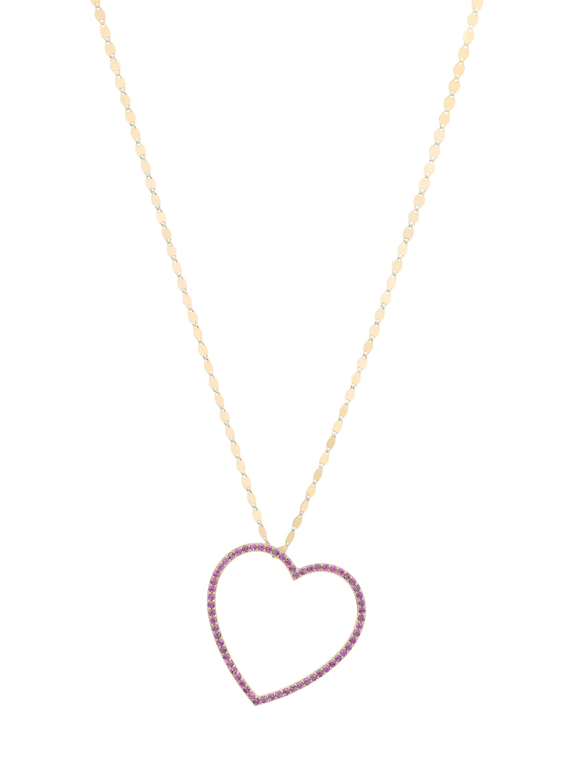 Lana Women's 14K Yellow Gold & Pink Sapphire Open Heart Pendant Necklace - Yellow Gold