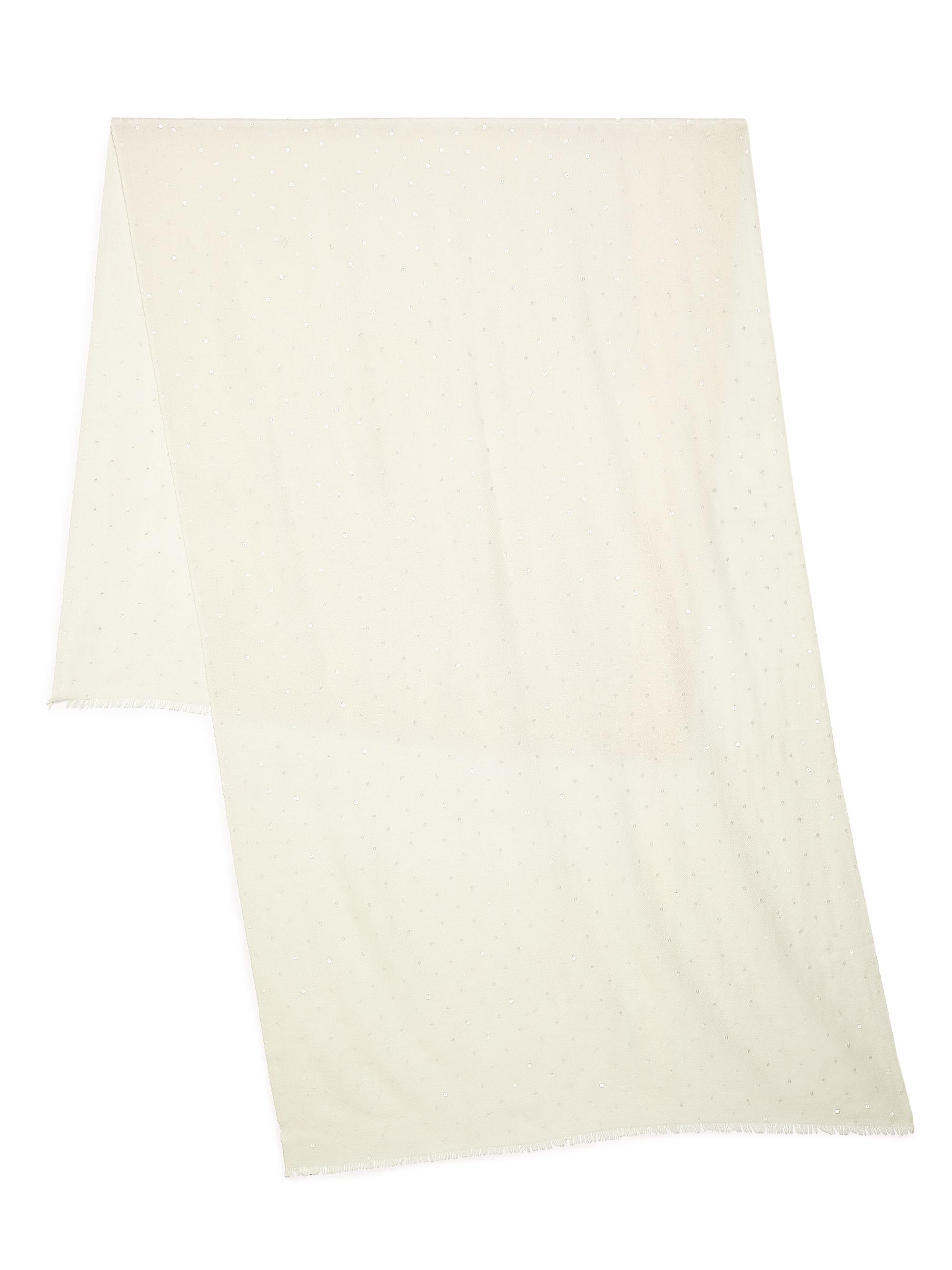Carolyn Rowan Collection Women's Sequin-Embellished Cashmere-Silk Scarf - White | Thumbnail 4