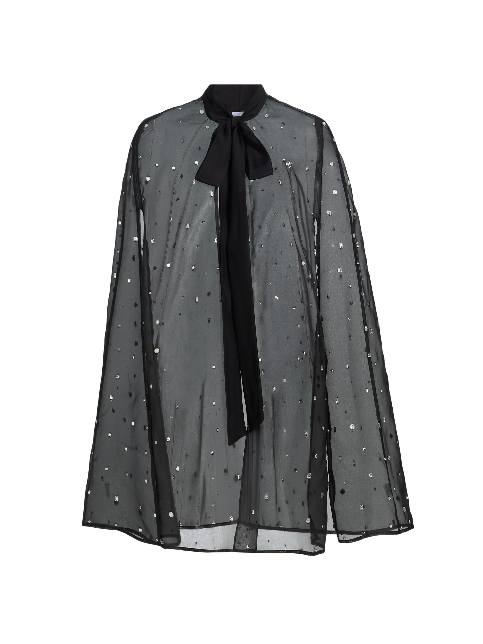 Carolyn Rowan Collection Women's Hand-Embroidered Crystal Silk Organza Cape - Black