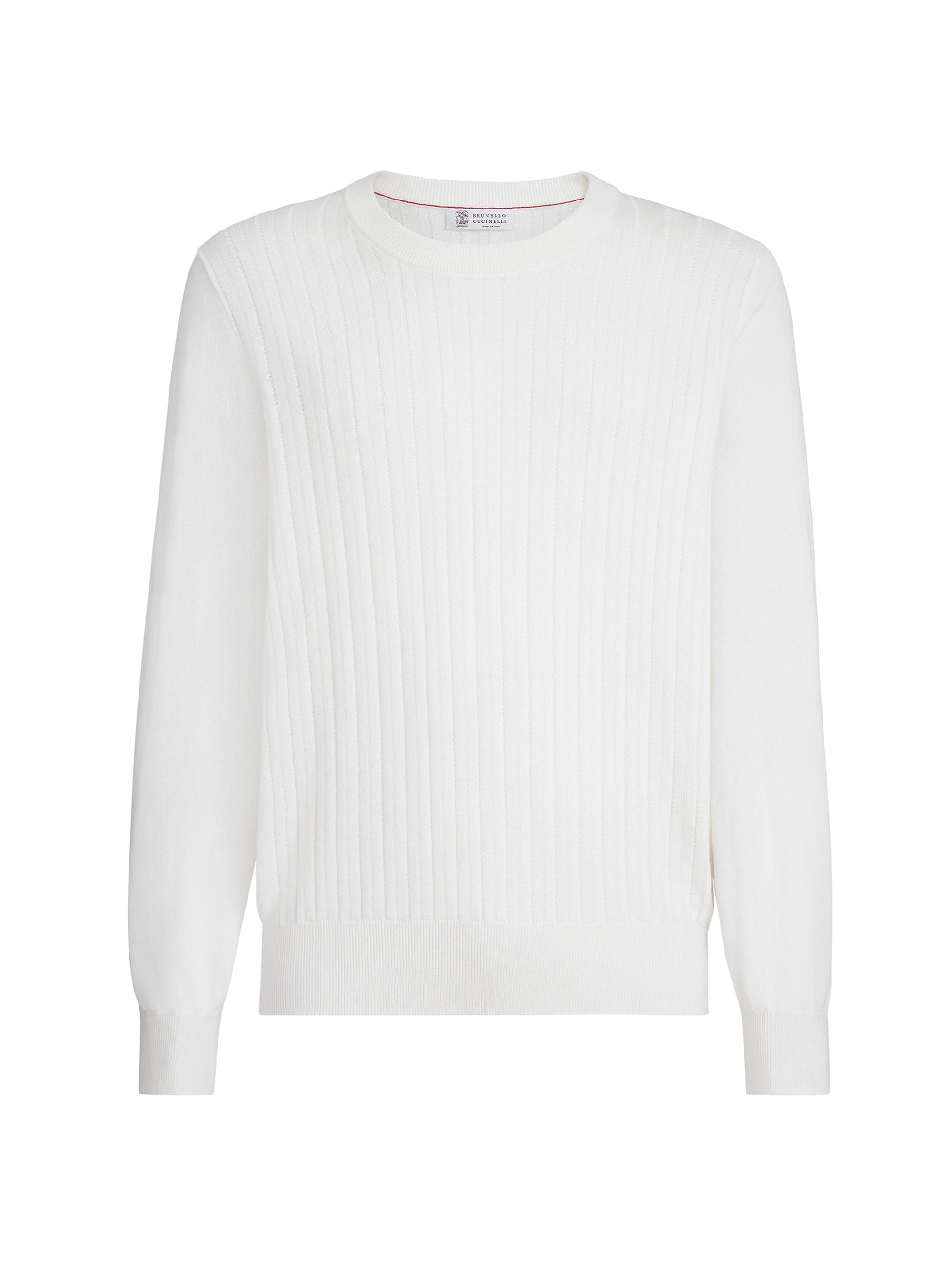 Brunello Cucinelli Men's Cotton Textured Rib Sweater - Panama