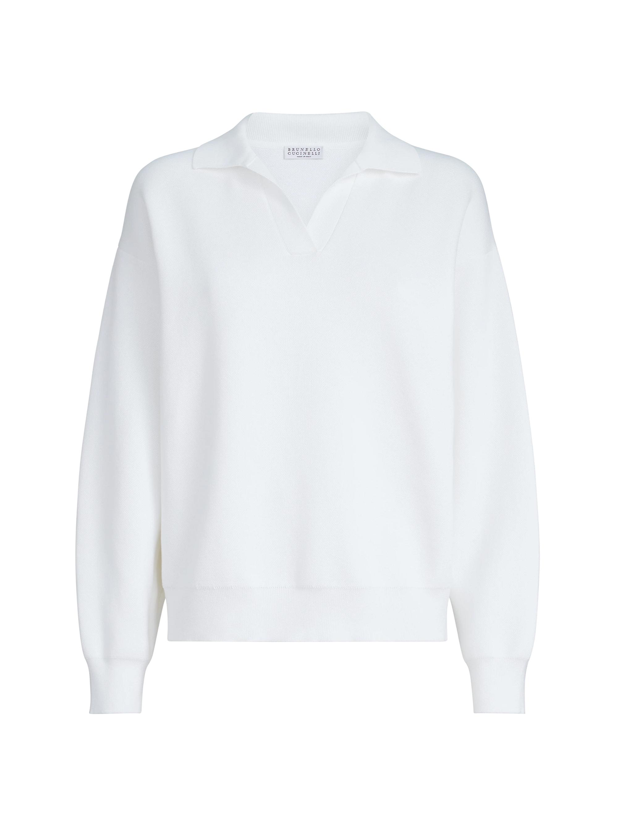 Brunello Cucinelli Women's Cotton Double Knit Polo Shirt - White