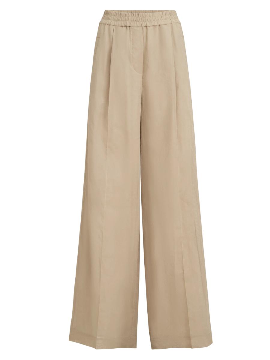 Brunello Cucinelli Women's Cotton Organza Loose Track Trousers In Sand