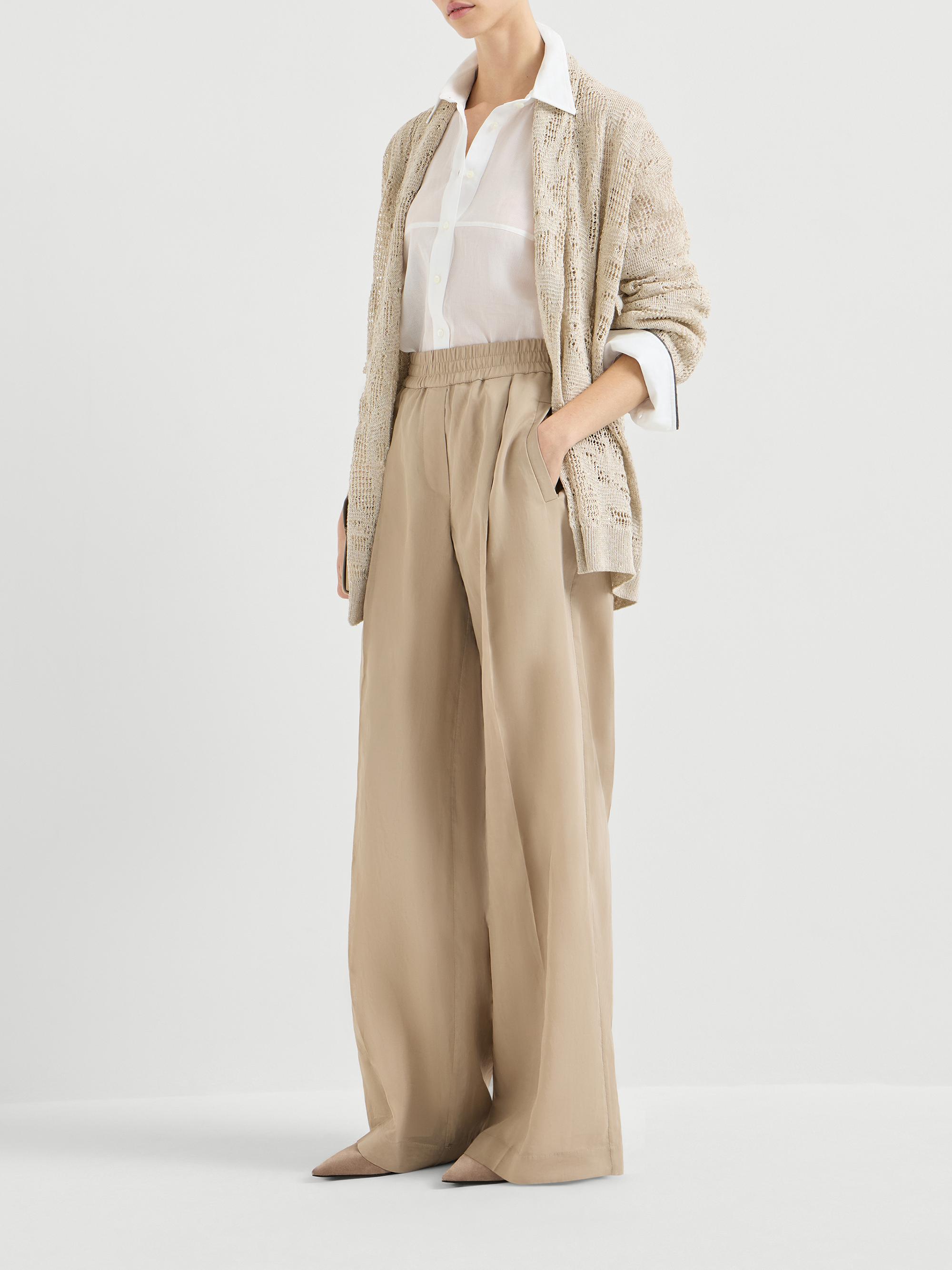 Brunello Cucinelli Cotton Organza Loose Track Trousers | Saks
