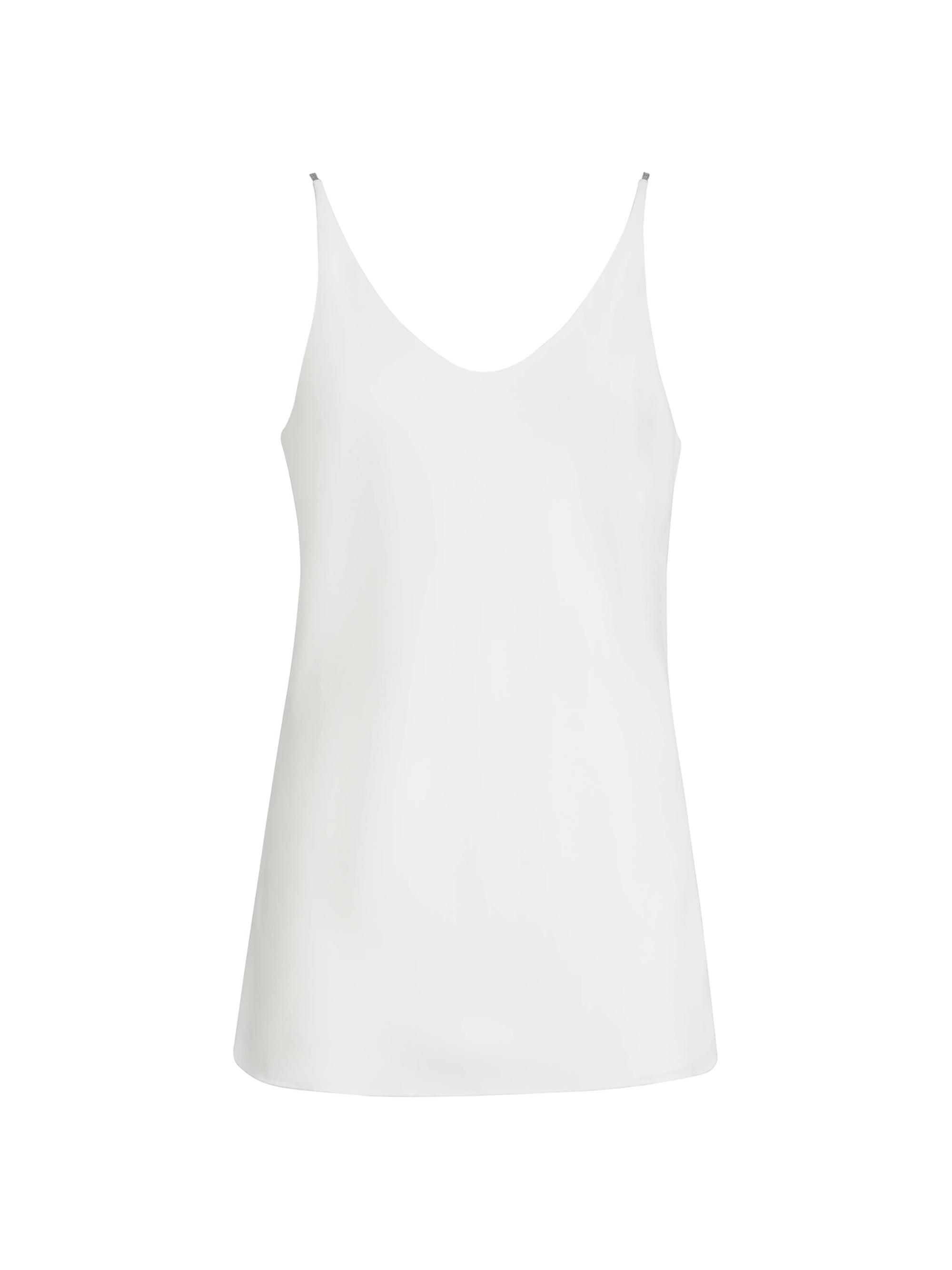 Brunello Cucinelli Women's Sable Silk Crepe Top with Shiny Strap - White