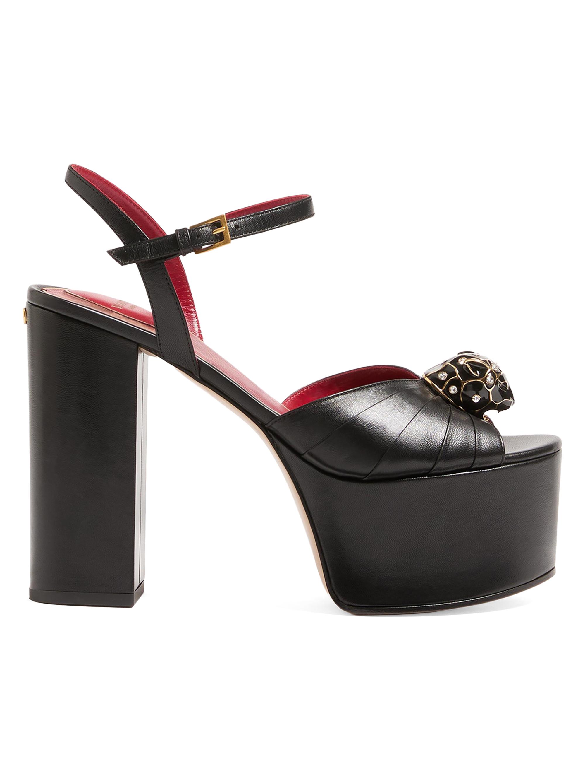 Valentino Garavani Women's Panthea 125MM Platform Sandals in Kidskin Leather - Black