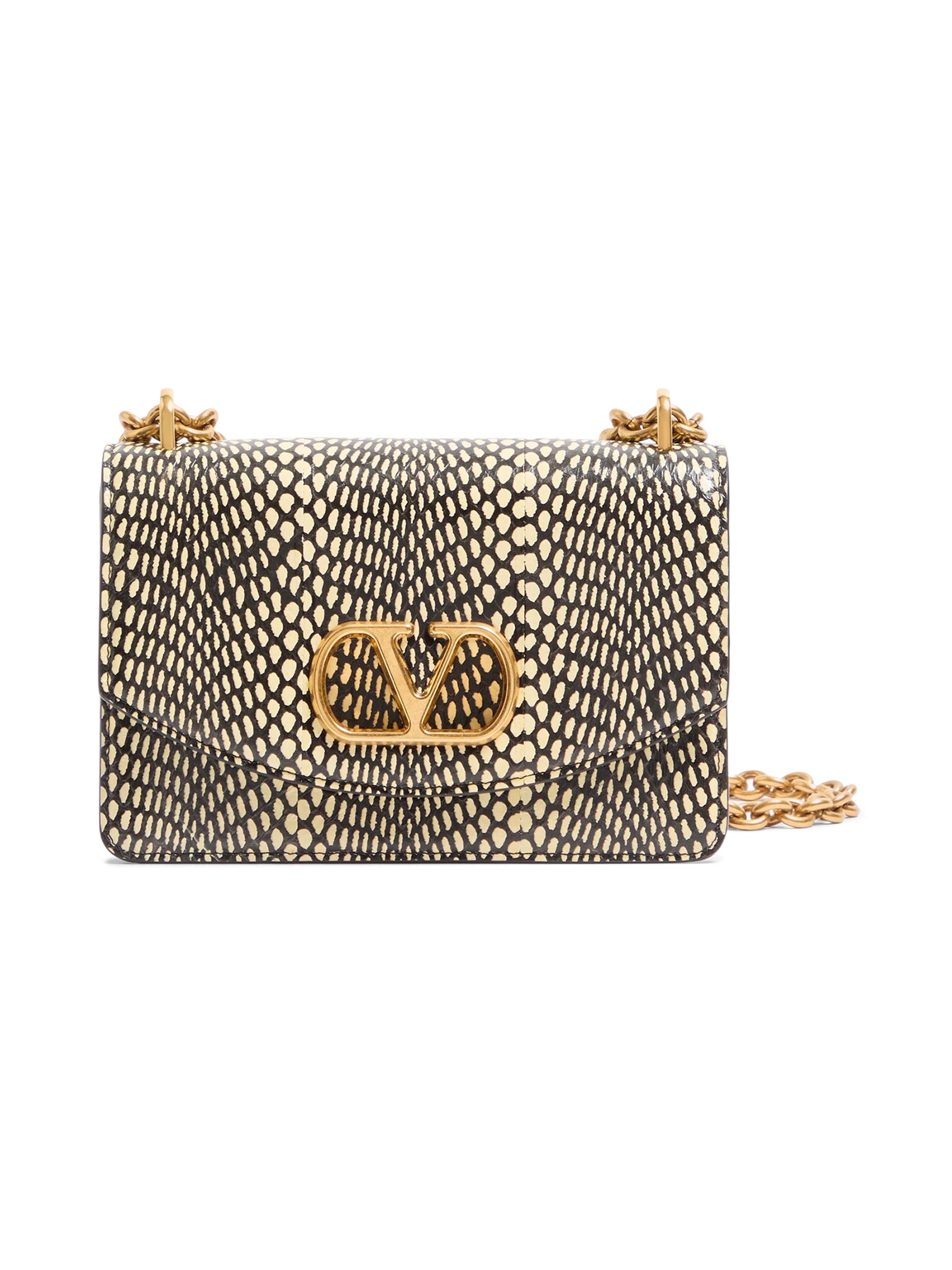 Valentino Garavani Women's Vain Elaphe Leather Shoulder Bag with Cobra Print - Black Multicolor