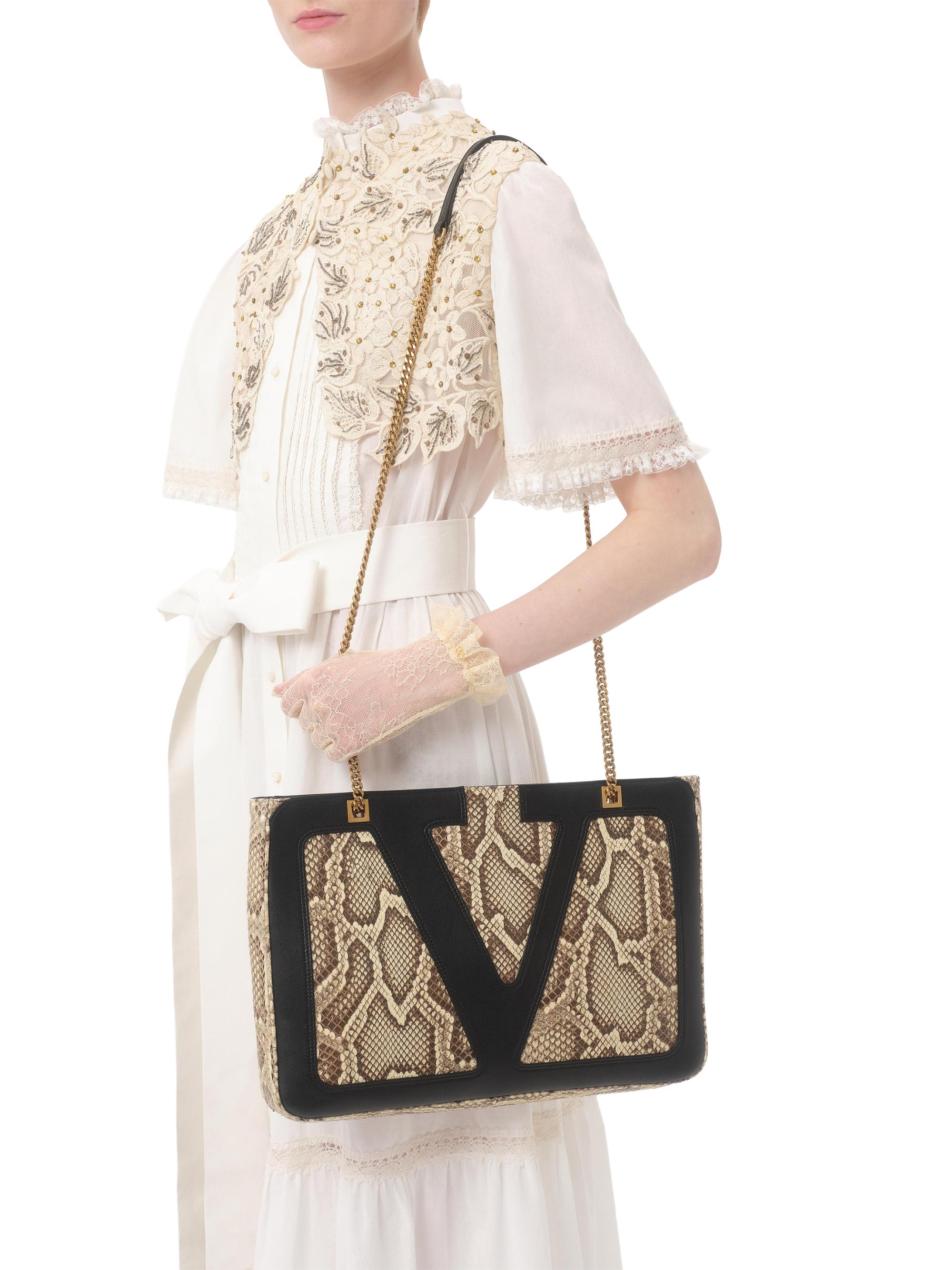 Valentino Garavani Viva Superstar Medium Python Shopping Bag | Saks ...