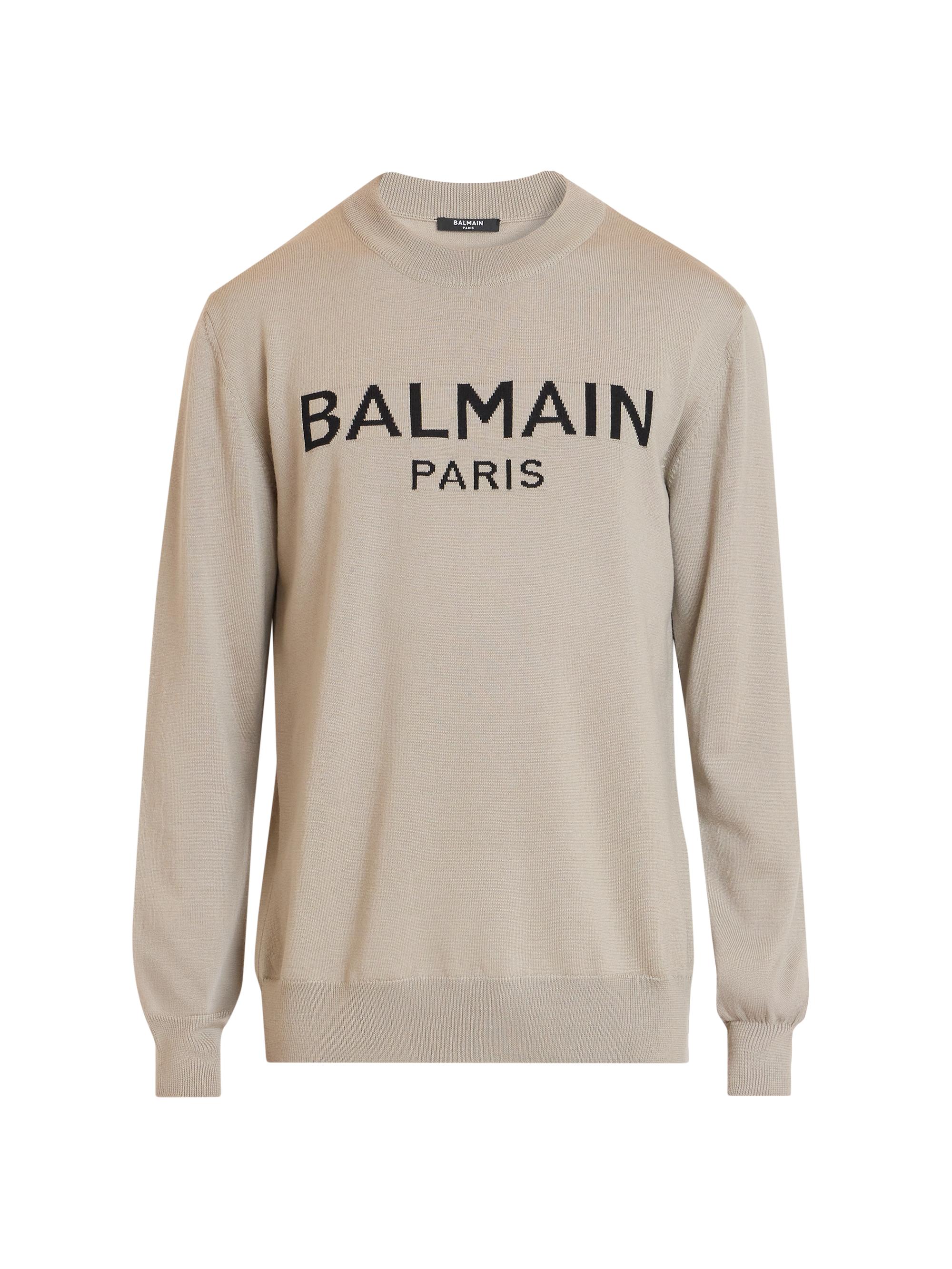 Balmain Men's Logo Merino Wool Sweater - Noir