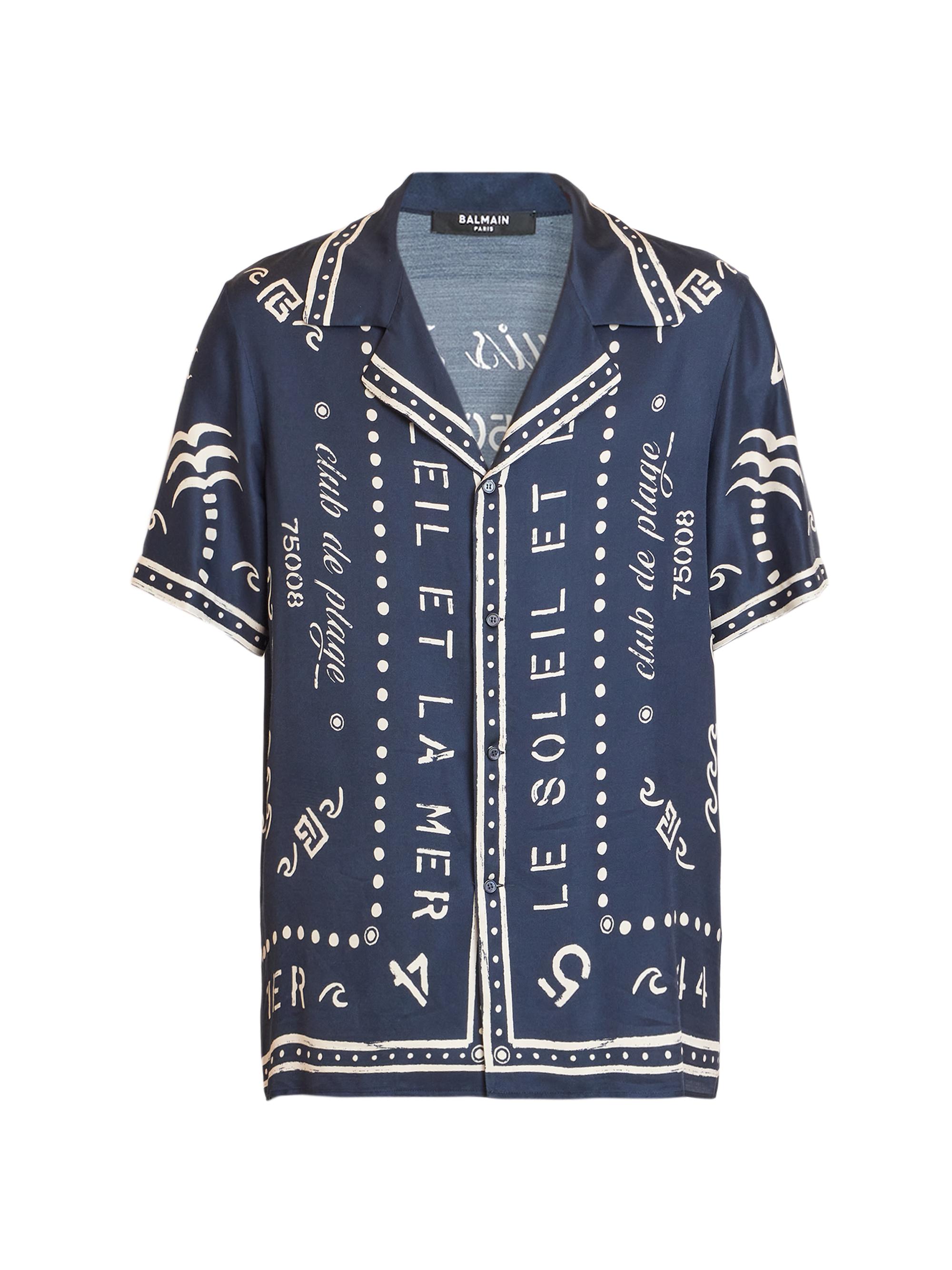 Balmain Men's Club 45 Print Short-Sleeve Pyjama Shirt - Marine Beige Clair