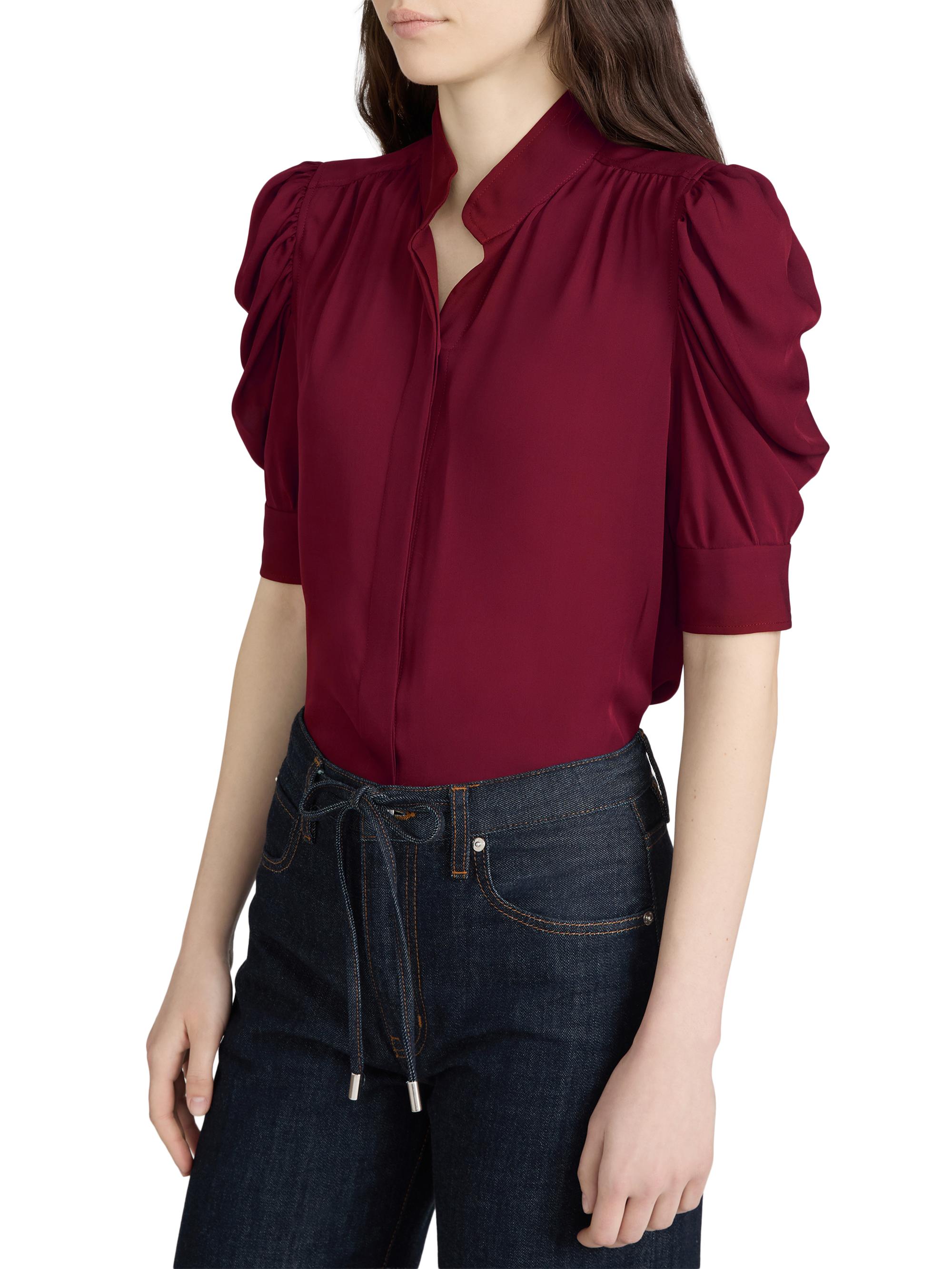 FRAME Women's The Gillian Silk Top - Garnet | Thumbnail 5