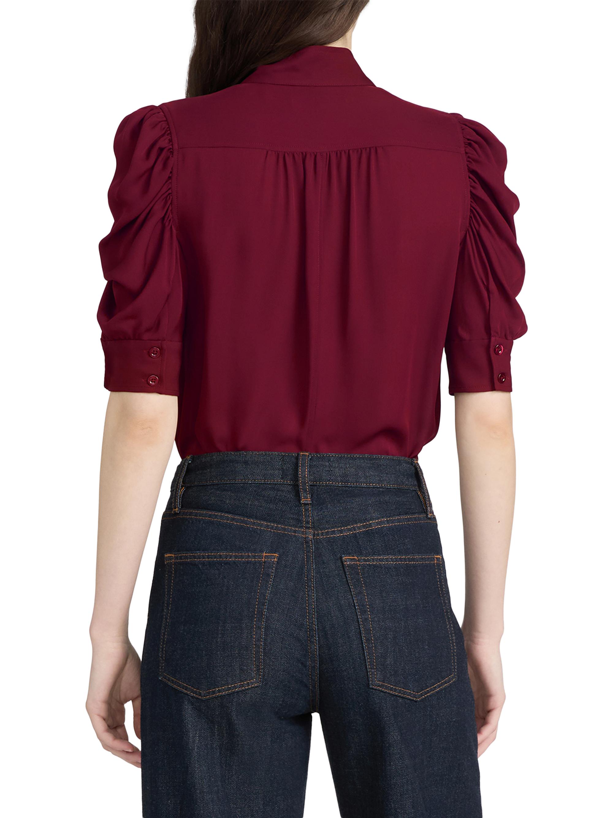 FRAME Women's The Gillian Silk Top - Garnet | Thumbnail 6