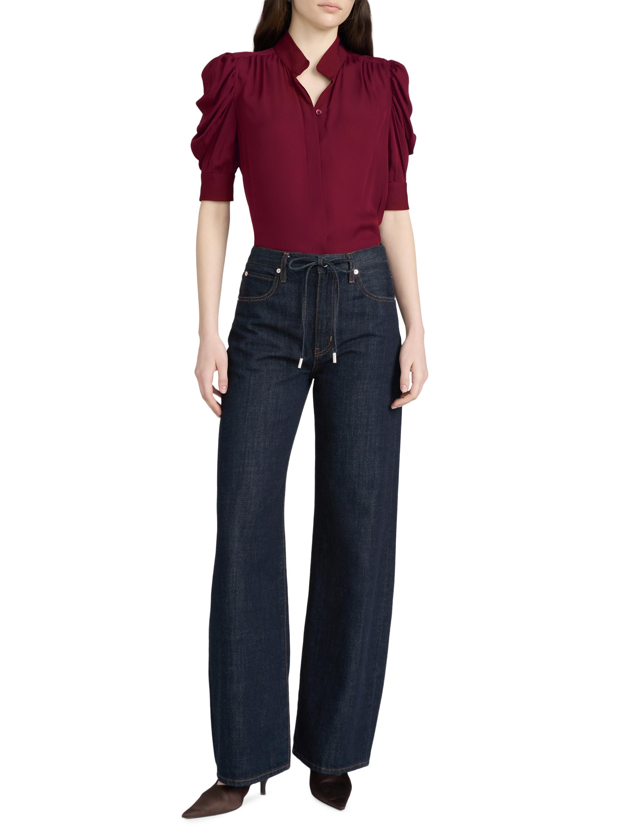 FRAME Women's The Gillian Silk Top - Garnet | Thumbnail 2