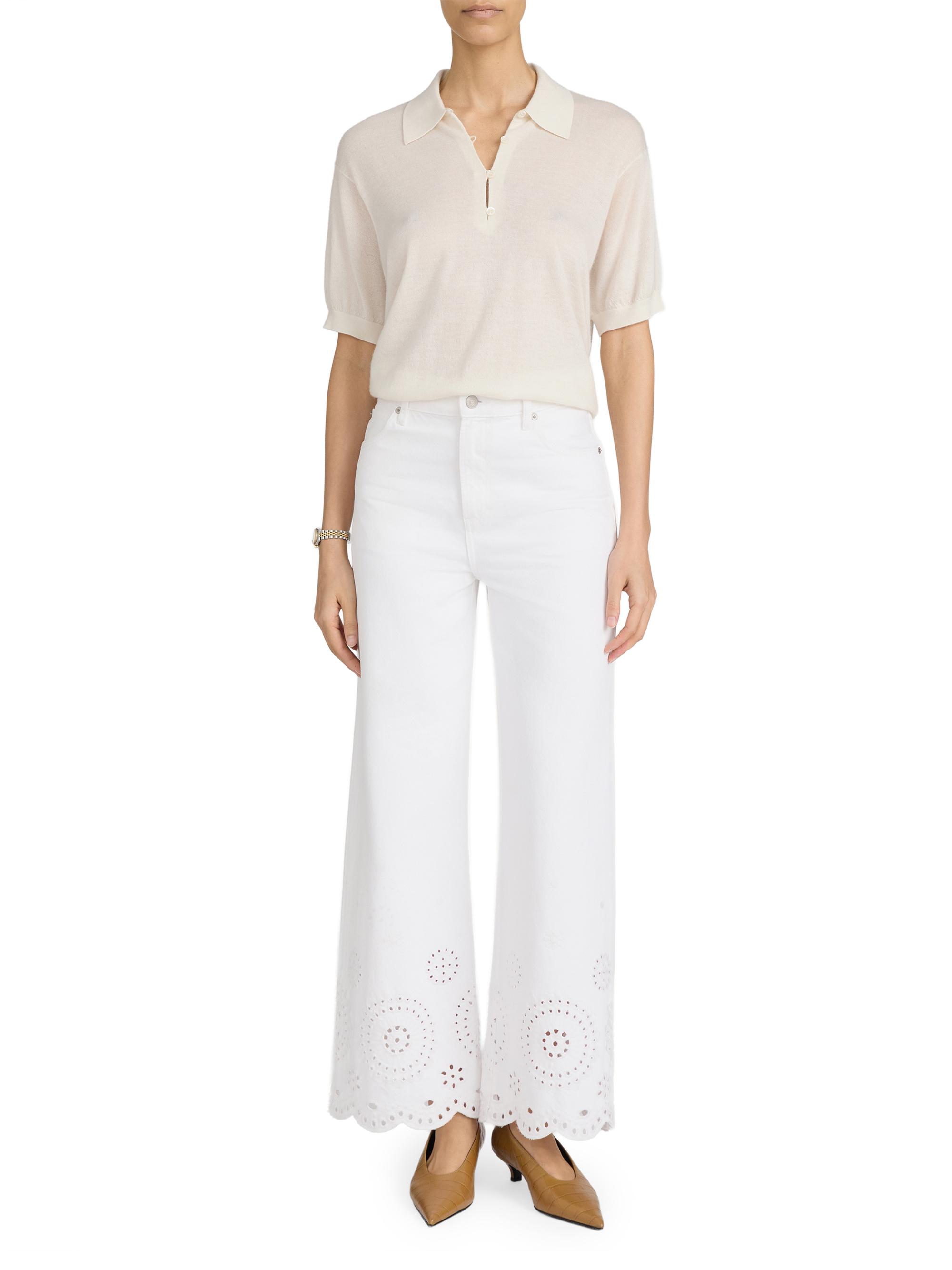 FRAME Women's The Eyelet Wide-Leg Jeans - White - Women's Clothing