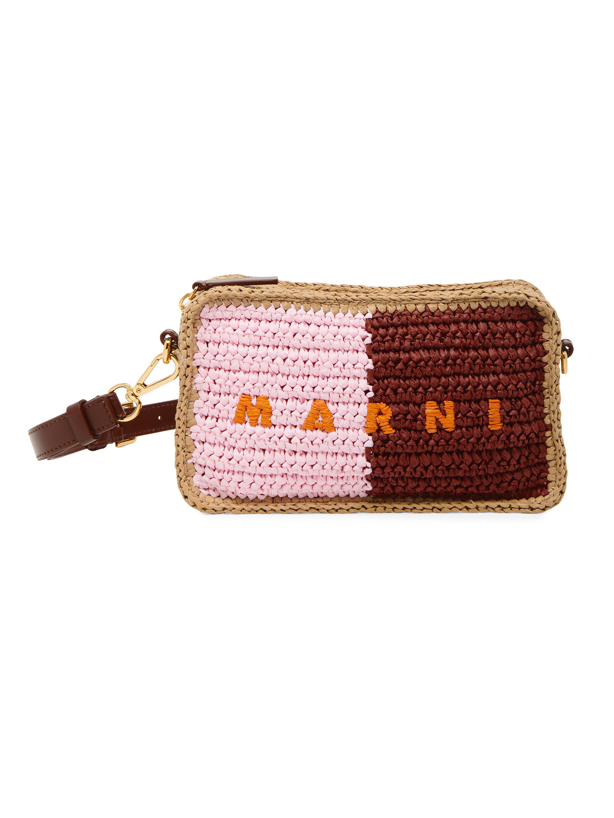 Marni Men's Logo Woven Camera Bag - Pompei Wild Cherry Carrot Rose