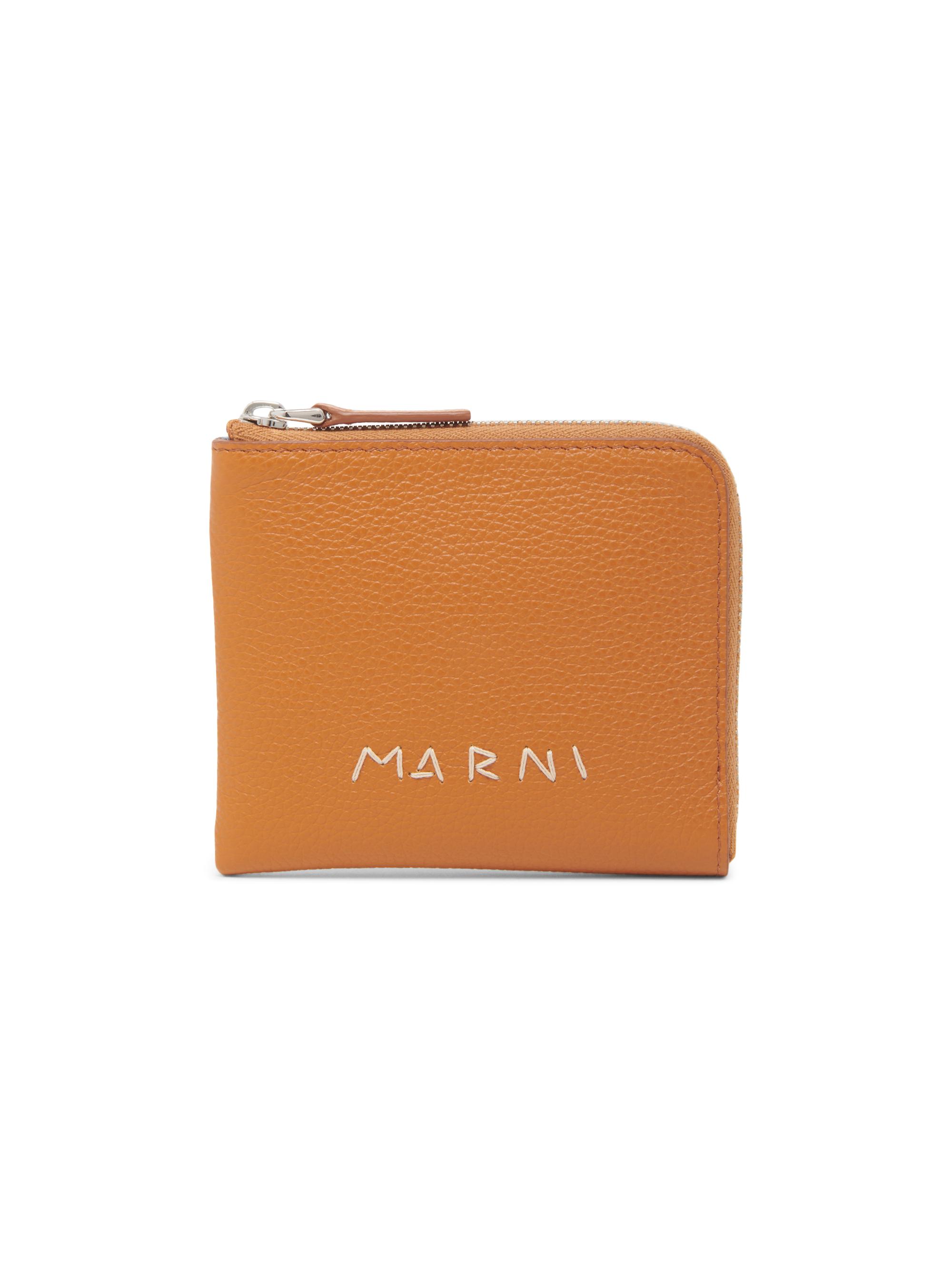 Marni Men's Zip Around Leather Wallet - Brick