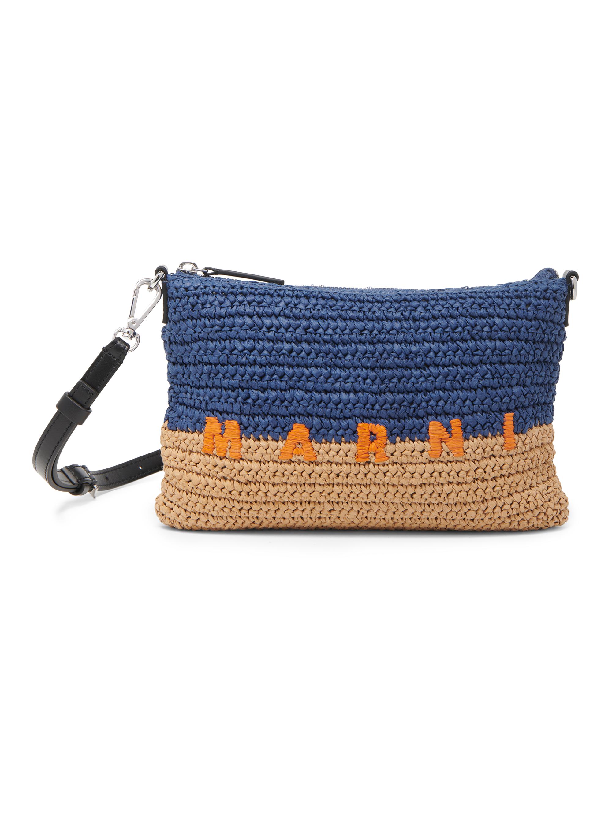 Marni Men's Logo Woven Flat Pochette Bag - Blue Pompe Carrot