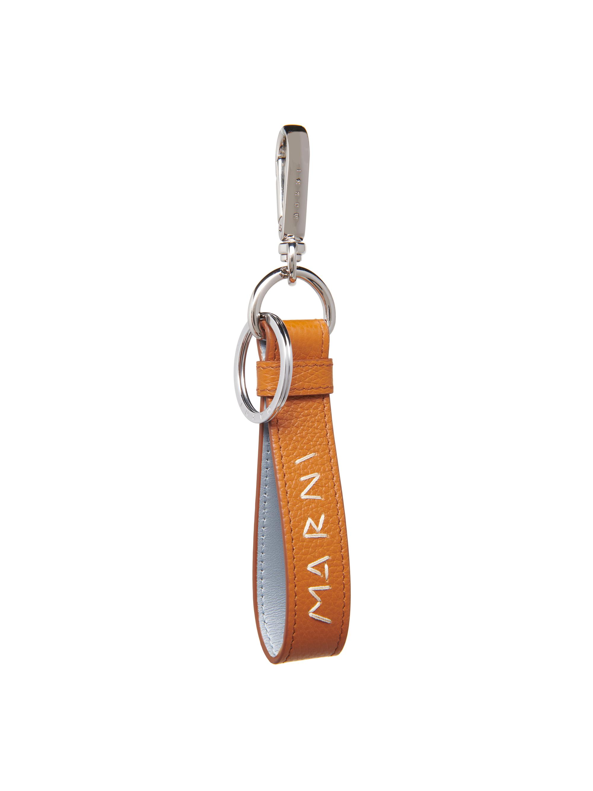 Marni Men's Logo Leather Key Ring - Brick