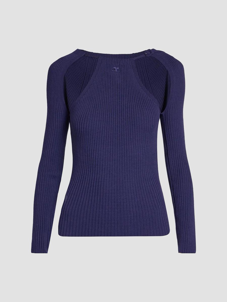 Courreges Rib-Knit Cut-Out Sweater | Saks Fifth Avenue