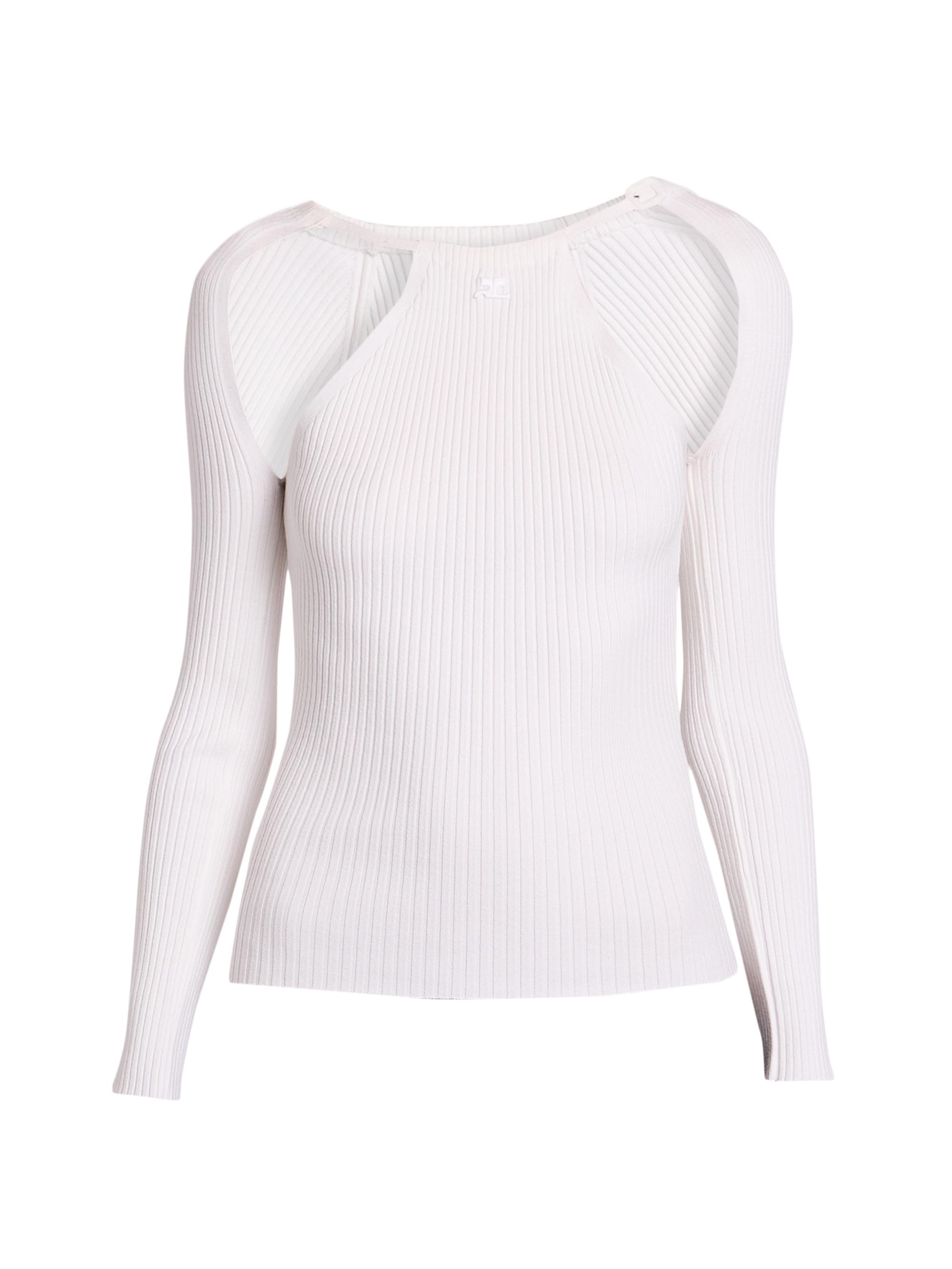 Courreges Women's Rib-Knit Cut-Out Sweater - Work Blue