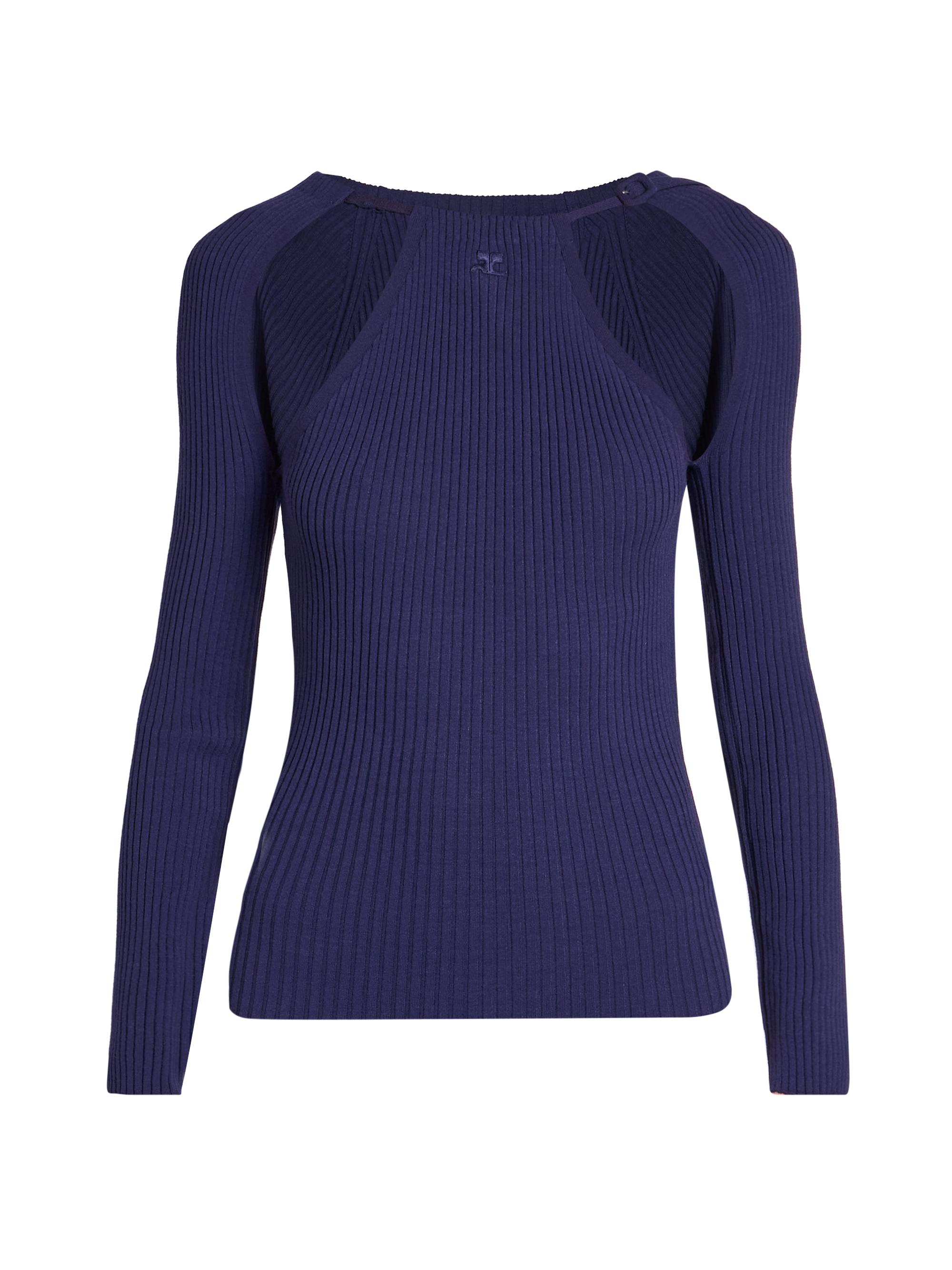 Courreges Women's Rib-Knit Cut-Out Sweater - Work Blue | Thumbnail 9