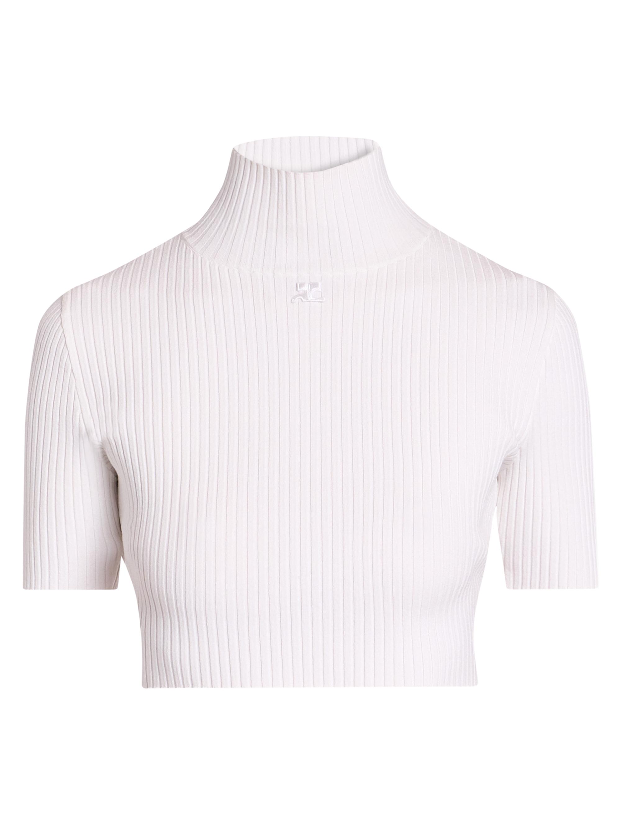 Courreges Women's Rib-Knit Crop Top - Work Blue