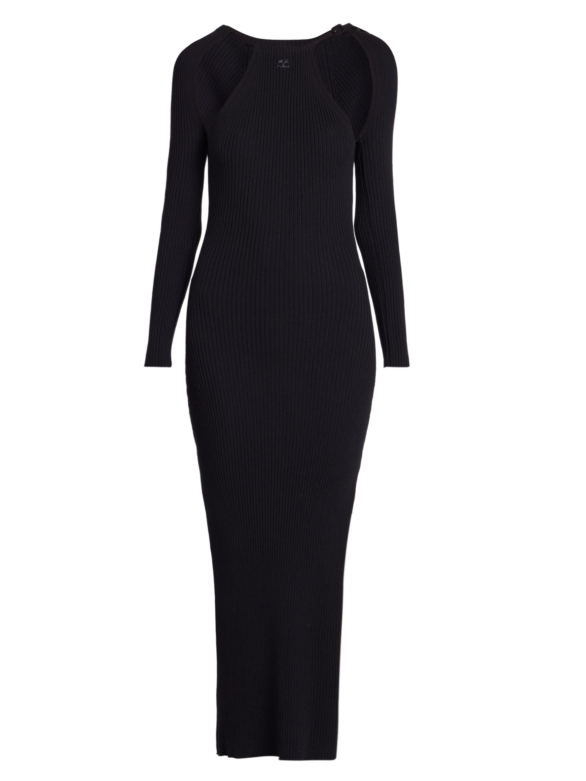 Courreges Women's Rib-Knit Cut-Out Maxi Dress - Black