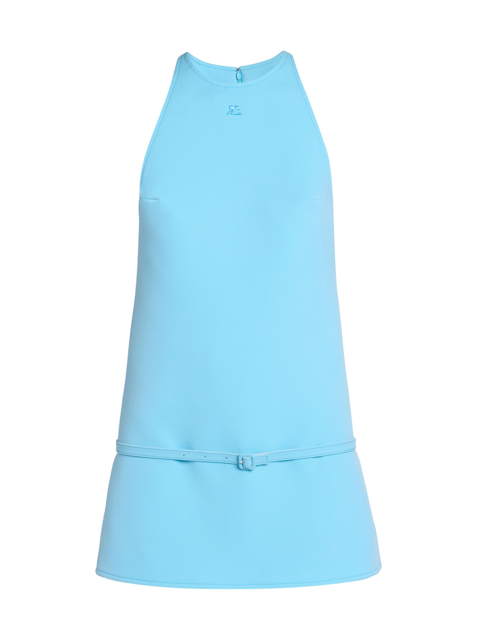 Courreges Women's A-Line Belted Twill Minidress - Aqua