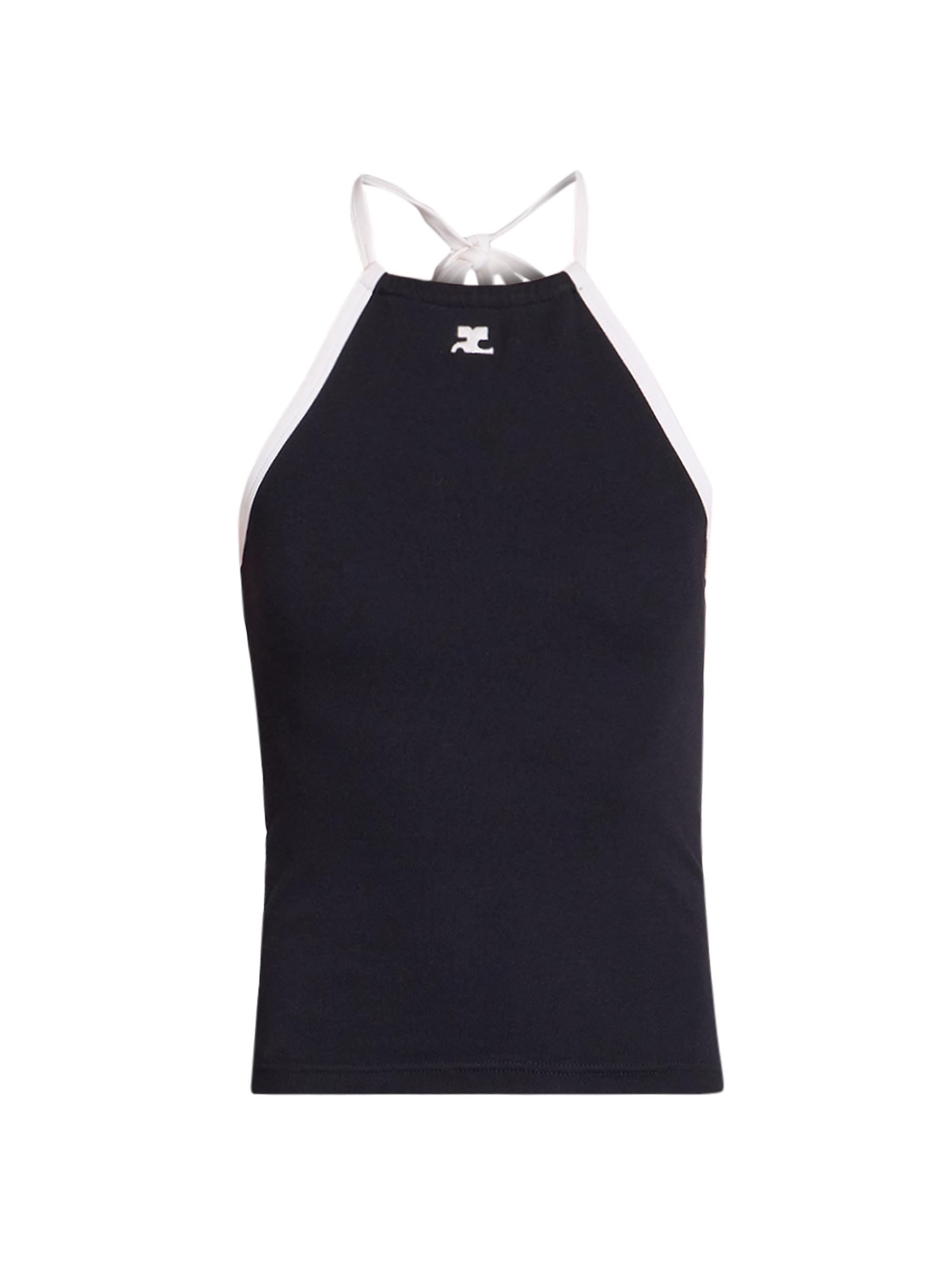 Courreges Women's Contrast Tie-Back Tank - Black Heritage White