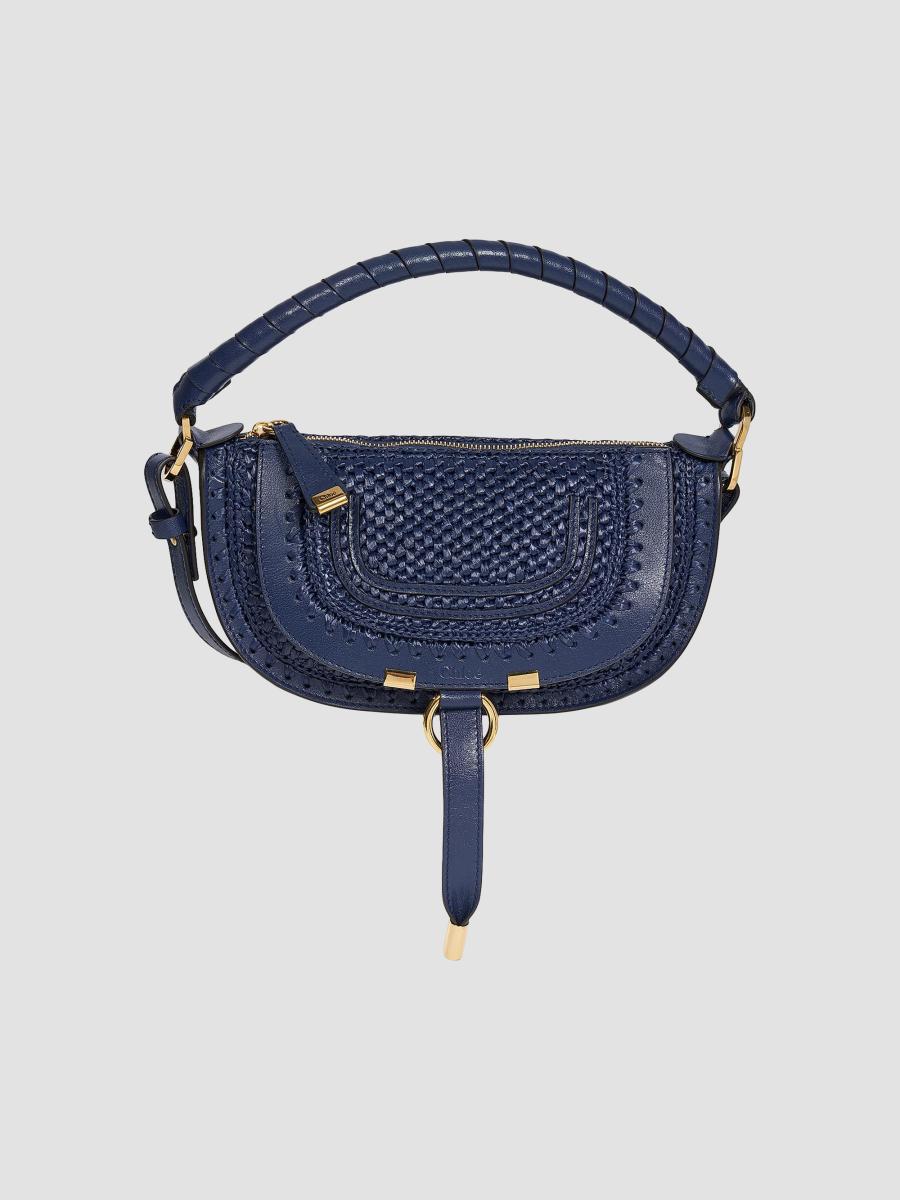 Chloé Marcie Leather-Trim Raffia Shoulder Bag | Saks Fifth Avenue