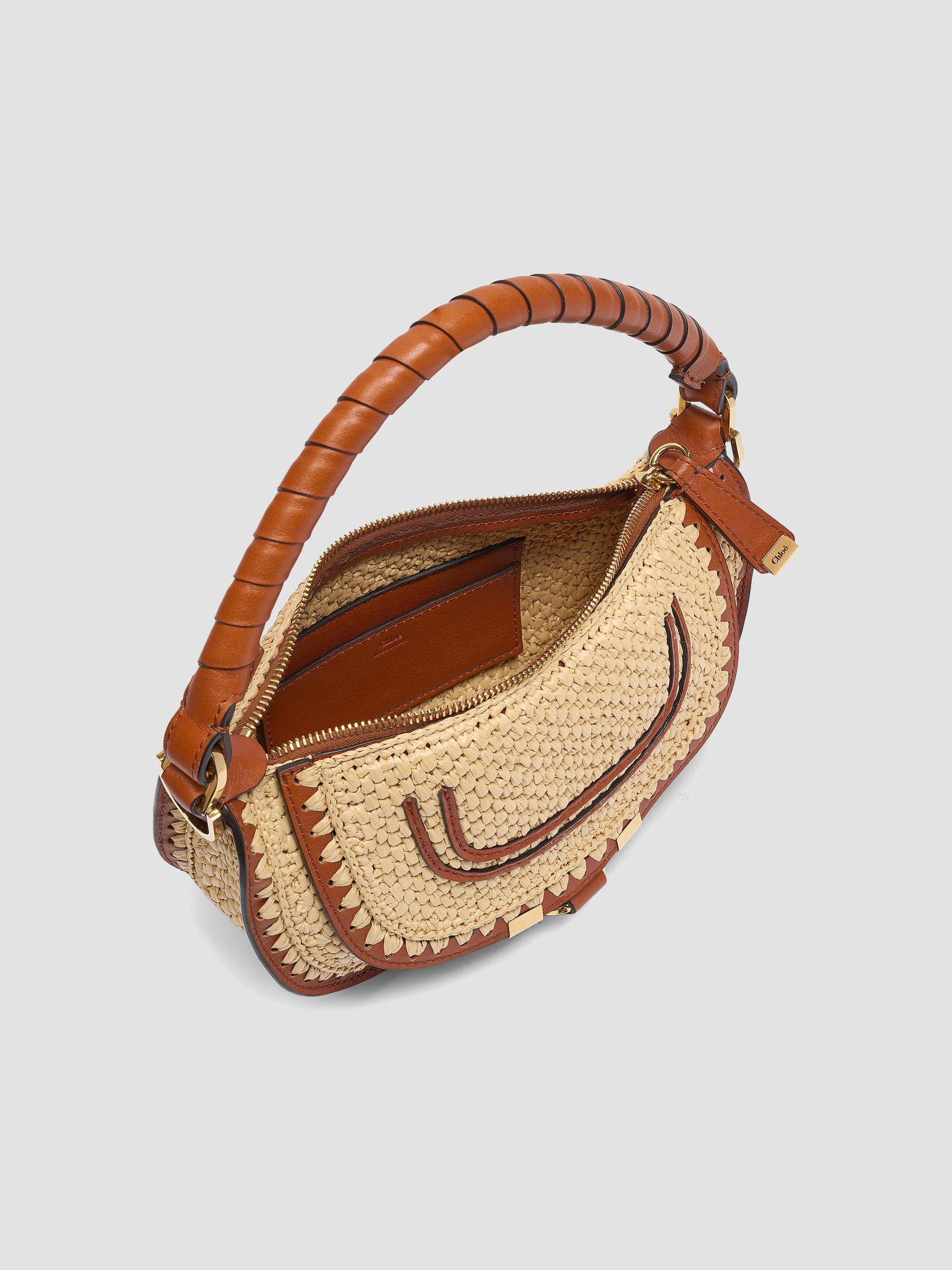 Chloé Marcie Leather-Trim Raffia Shoulder Bag | Saks Fifth Avenue