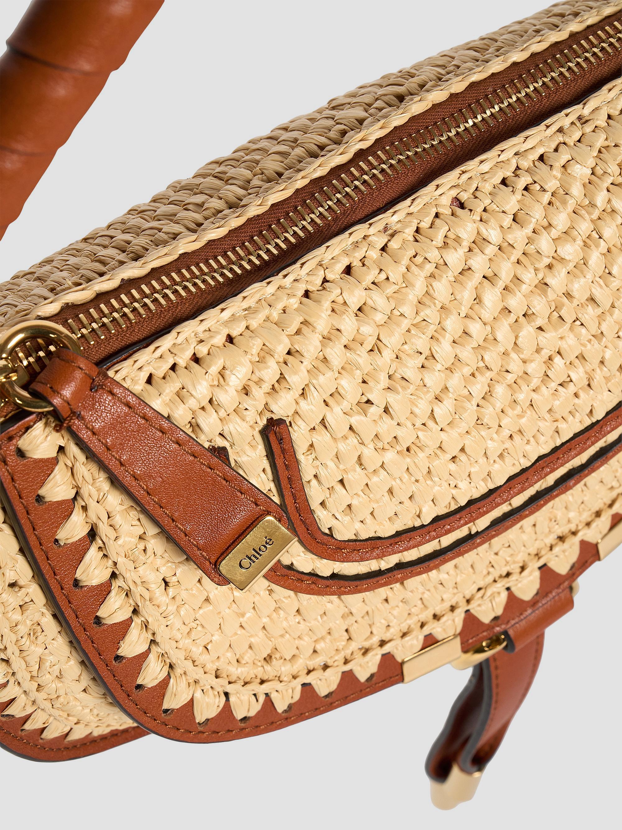 Chloé Marcie Leather-Trim Raffia Shoulder Bag | Saks Fifth Avenue