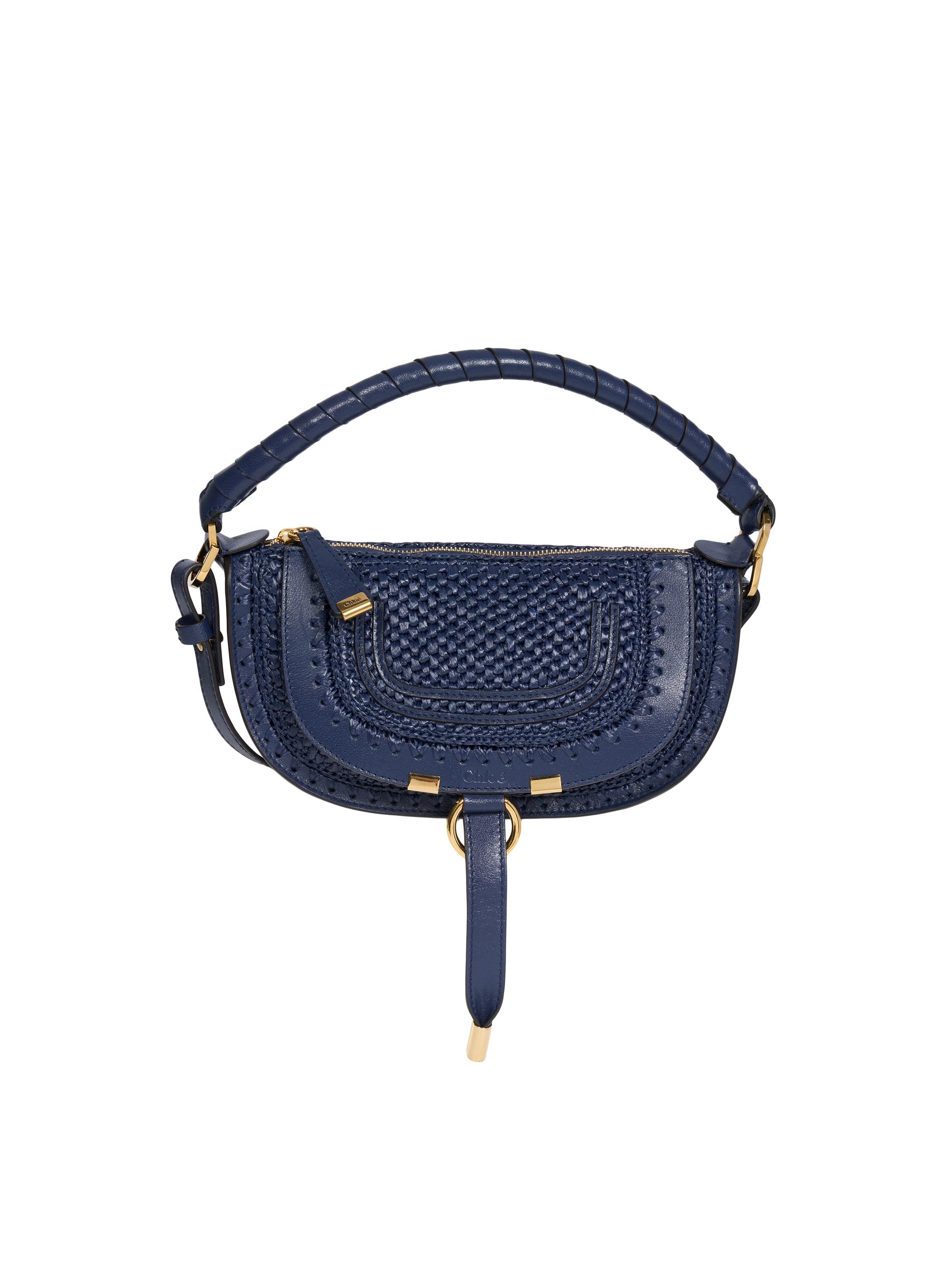 Chloé Women's Marcie Leather-Trim Raffia Shoulder Bag - Parisian Night | Thumbnail 7