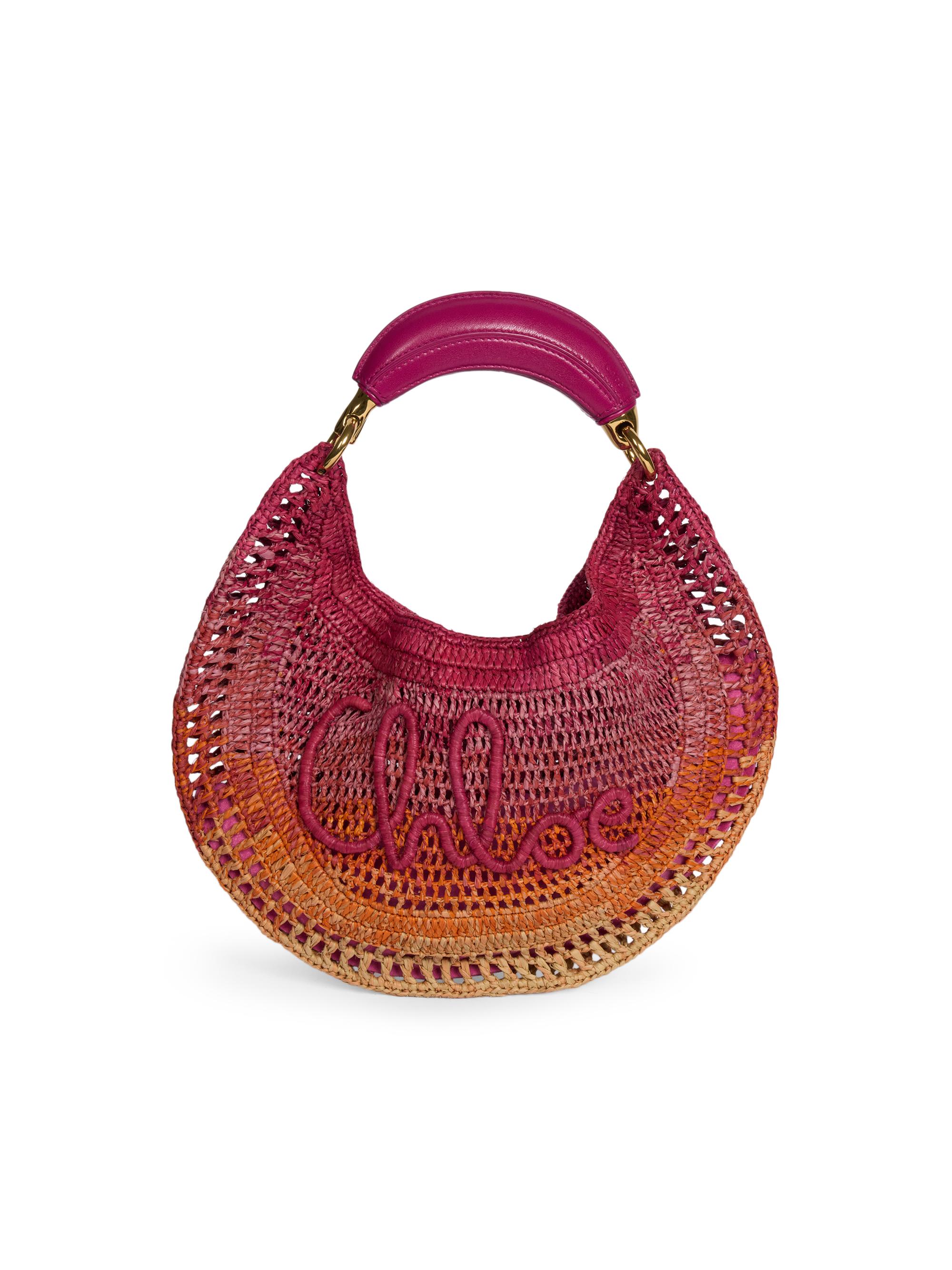 ChloÃ© Women's Banana Logo Raffia Top Handle Bag - Multicolor Orange