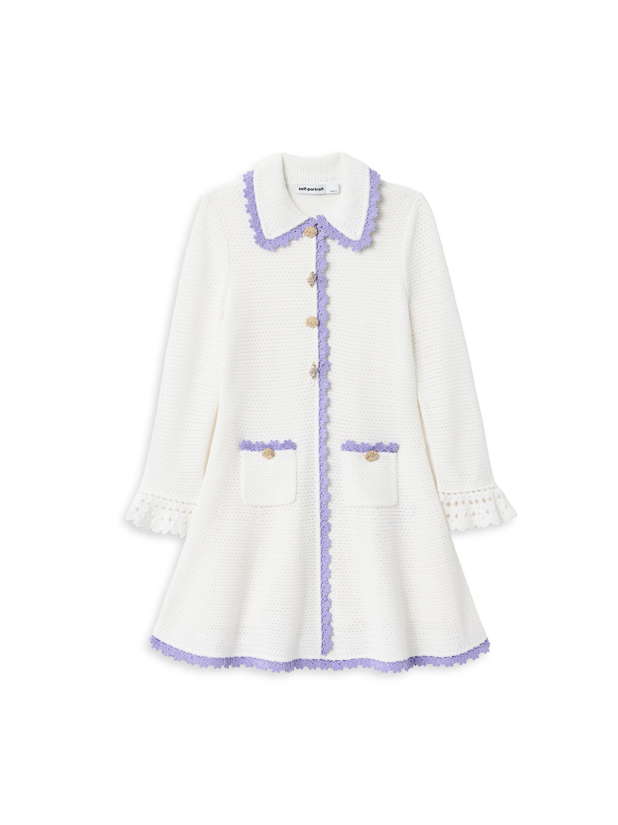 Self-Portrait Little Girl's & Girl's Pointelle Knit Contrast-Trim Dress - Cream