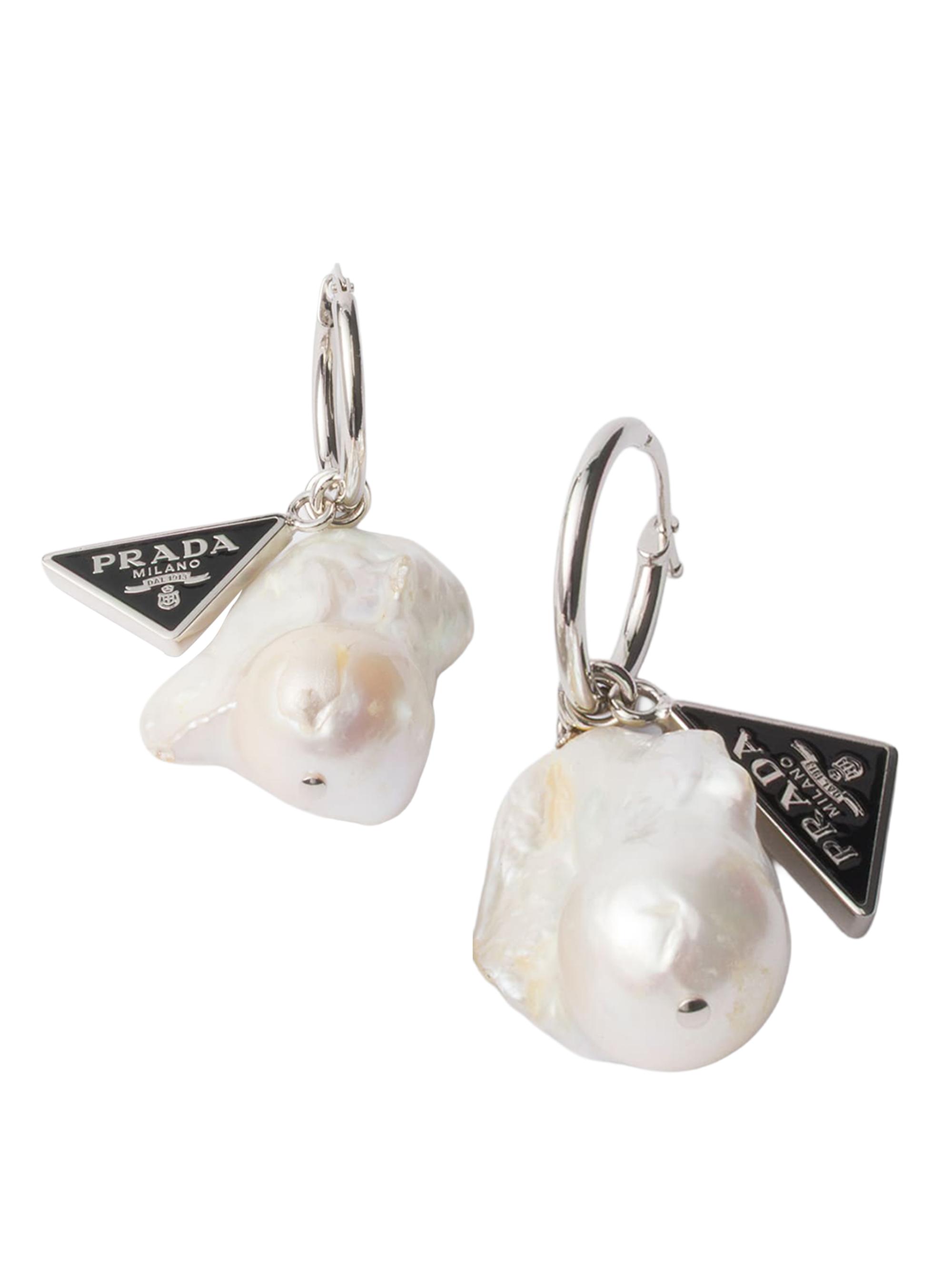 Prada Women's Metal and Pearl Earrings - Multicolored