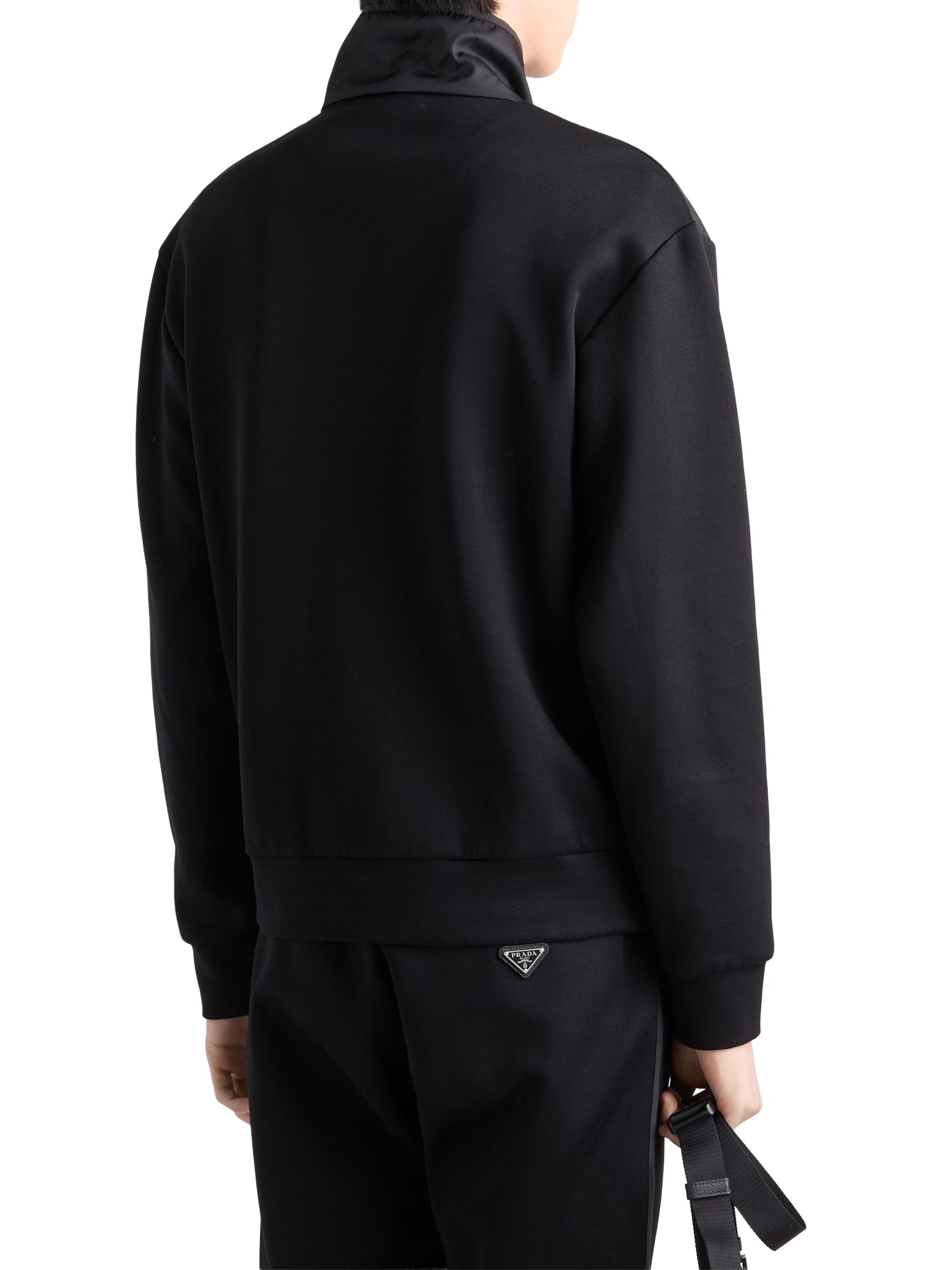 Prada Cotton Fleece Zipper Jacket with Re-Nylon Details | Saks