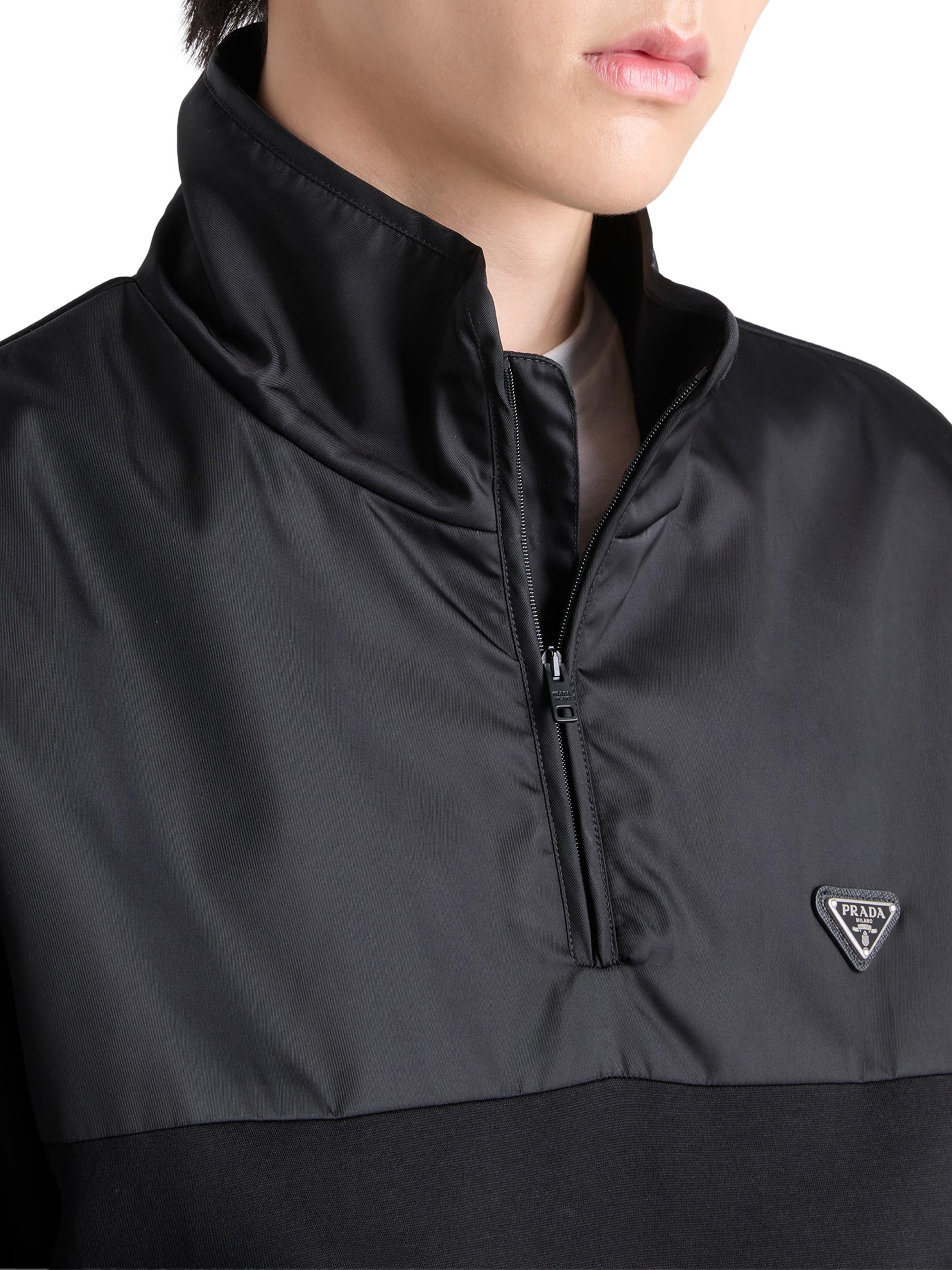 Prada Cotton Fleece Zipper Jacket with Re-Nylon Details | Saks