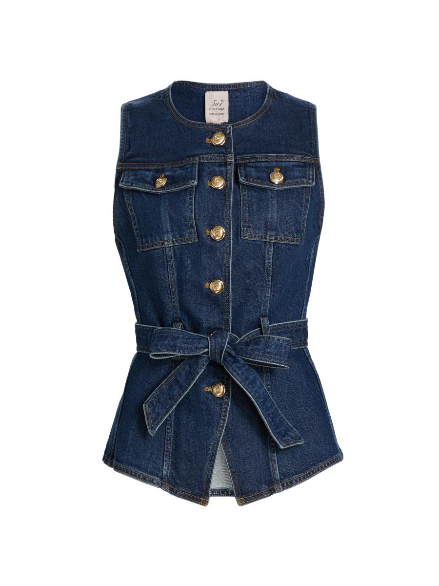 Cinq à Sept Reenee Denim Belted Vest | Saks Fifth Avenue